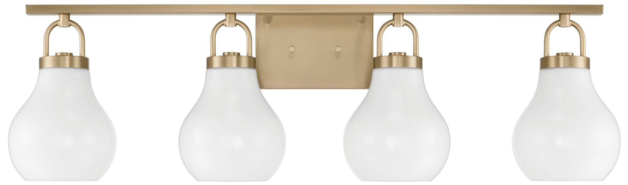 Image 3 Thesis Mansfield 34-inch Champagne Gold Vanity Light w/ Opal Glass Shades more views