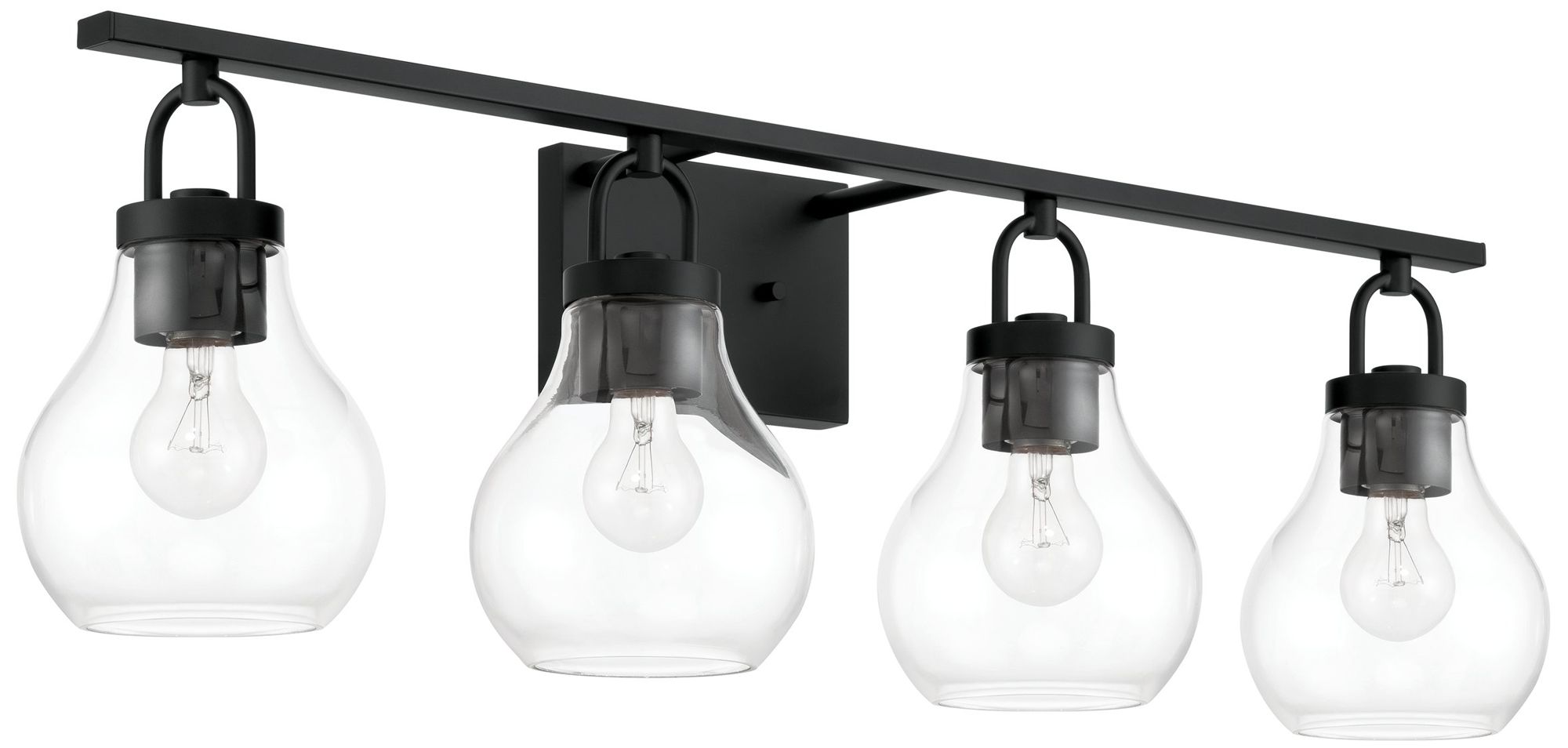 Thesis Mansfield 34-inch Matte Black Vanity Light with Clear Glass Shades