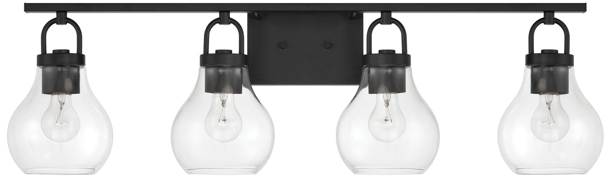 Image 3 Thesis Mansfield 34-inch Matte Black Vanity Light with Clear Glass Shades more views