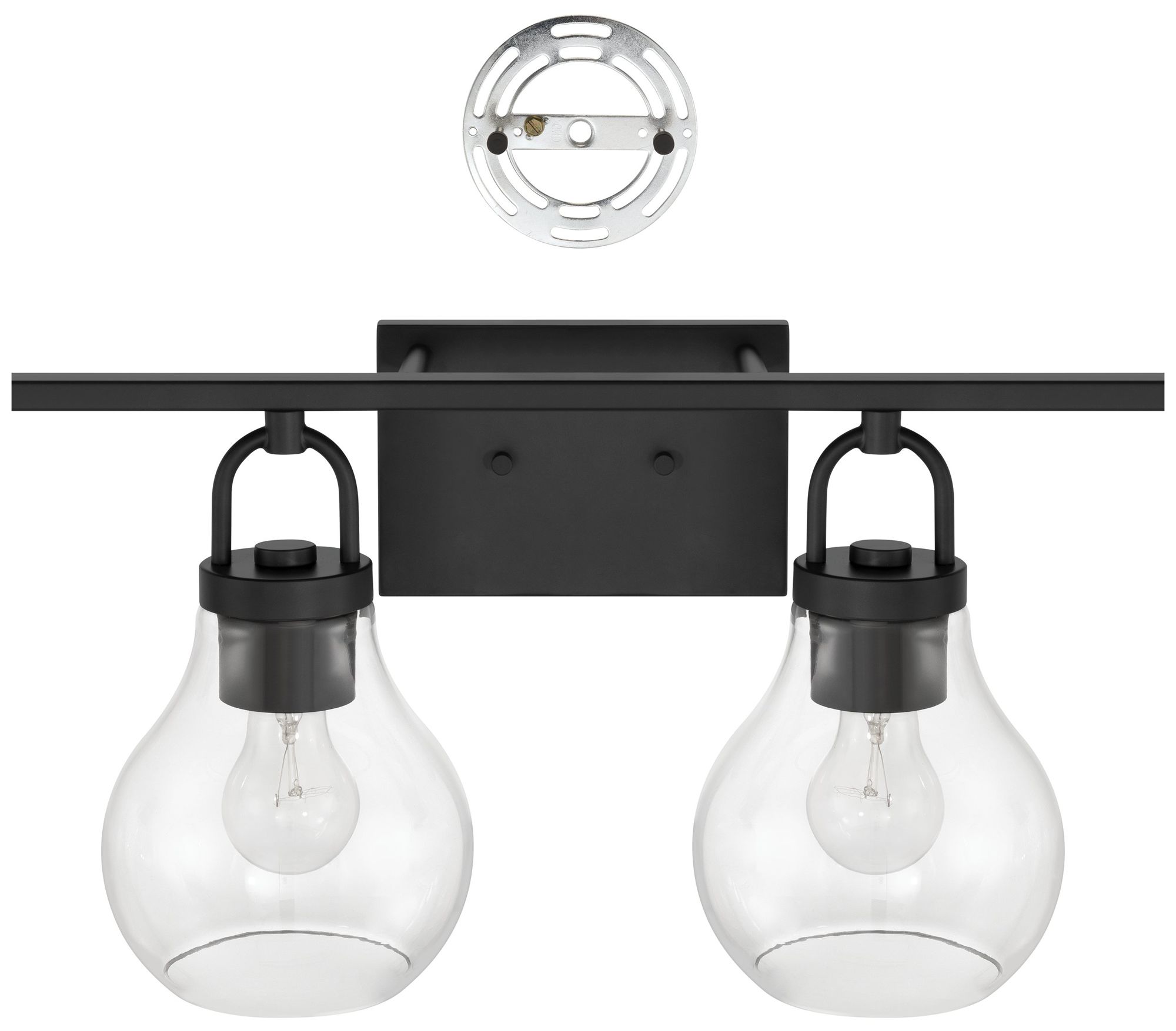 Image 4 Thesis Mansfield 34-inch Matte Black Vanity Light with Clear Glass Shades more views