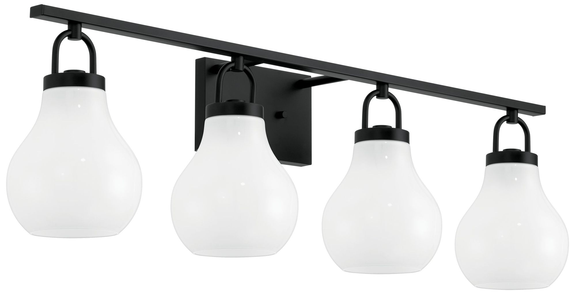 Image 2 Thesis Mansfield 34-inch Matte Black Vanity Light with Opal Glass Shades