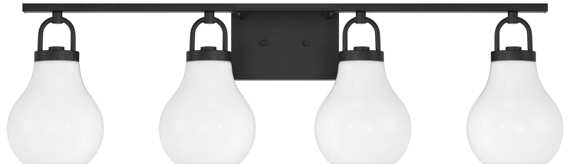 Image 3 Thesis Mansfield 34-inch Matte Black Vanity Light with Opal Glass Shades more views