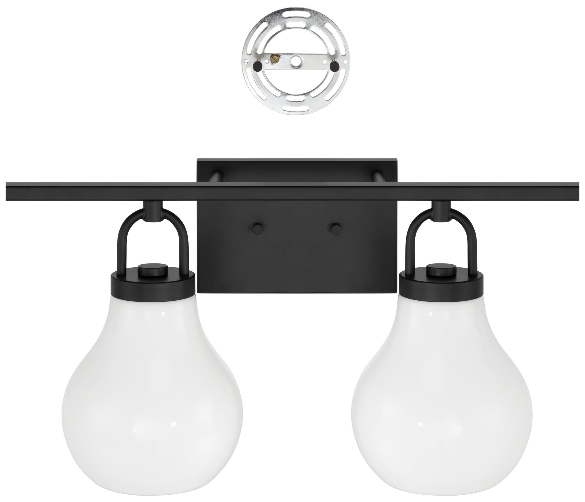 Image 4 Thesis Mansfield 34-inch Matte Black Vanity Light with Opal Glass Shades more views