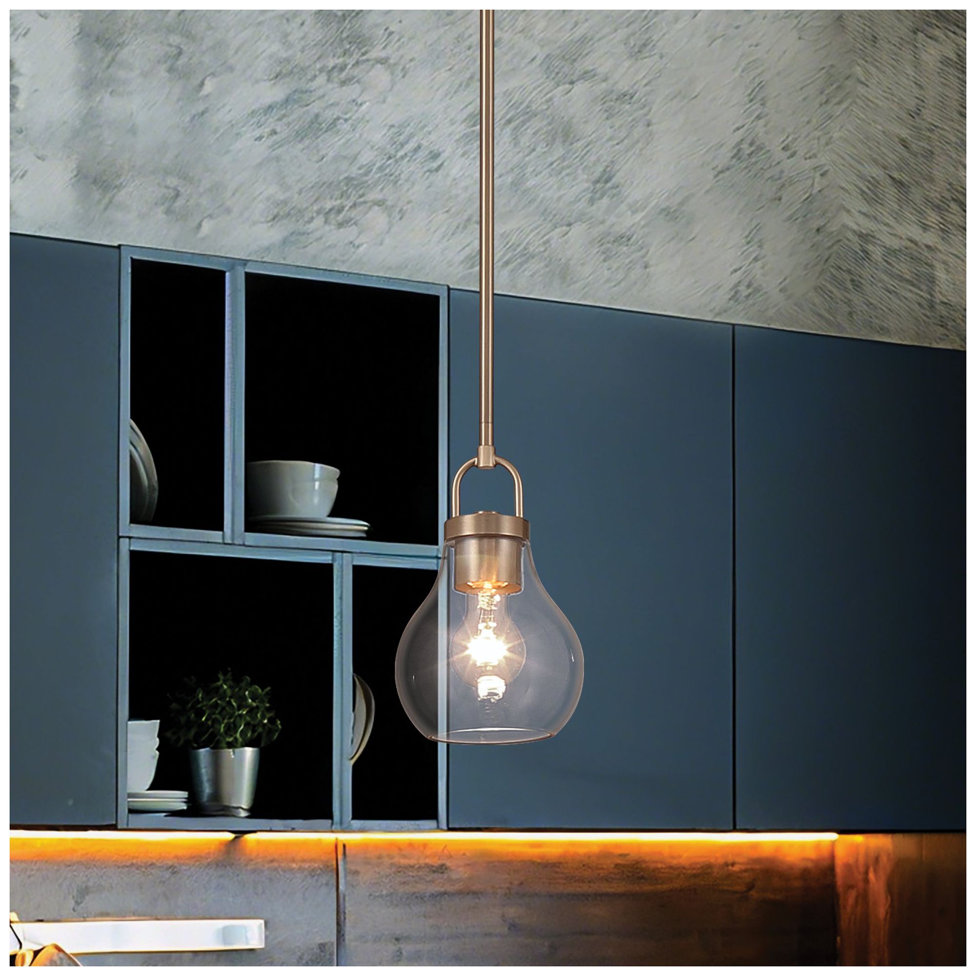 Image 2 Thesis Mansfield 6" 1 Lt Champagne Gold Pendant Light w/ Clear Glass Shade more views
