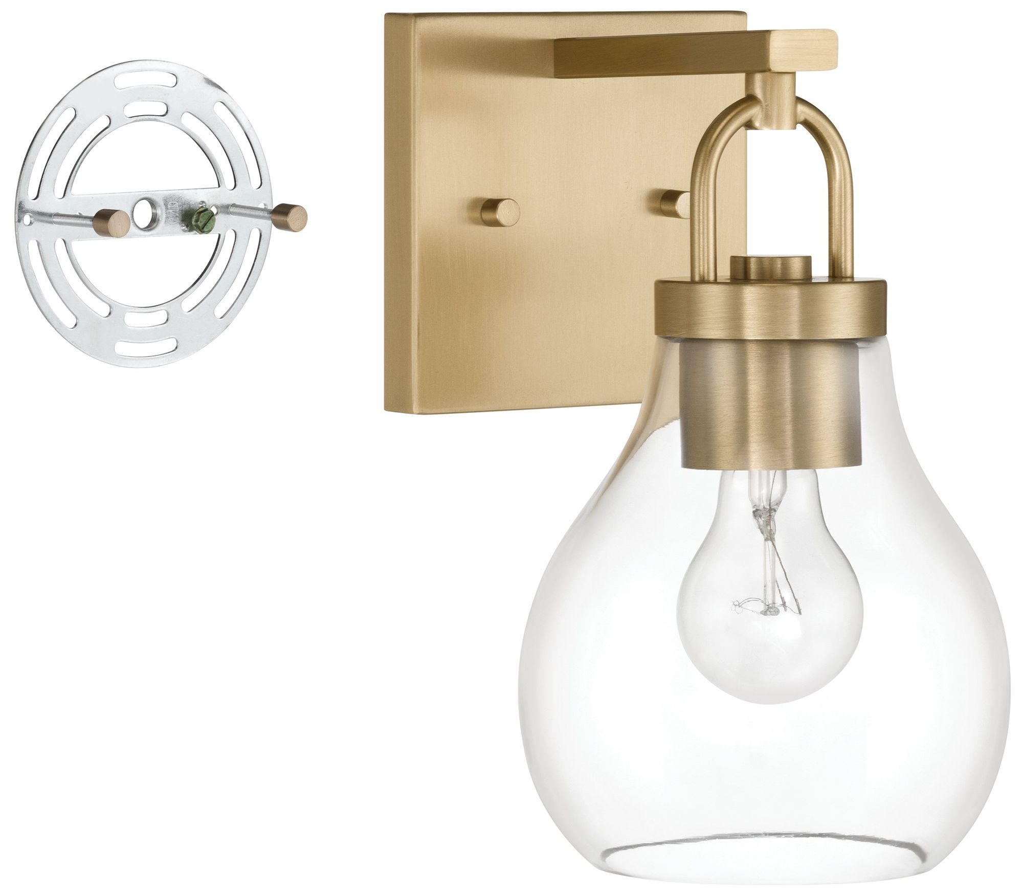 Image 6 Thesis Mansfield 6-inch Champagne Gold Vanity Light with Clear Glass Shade more views
