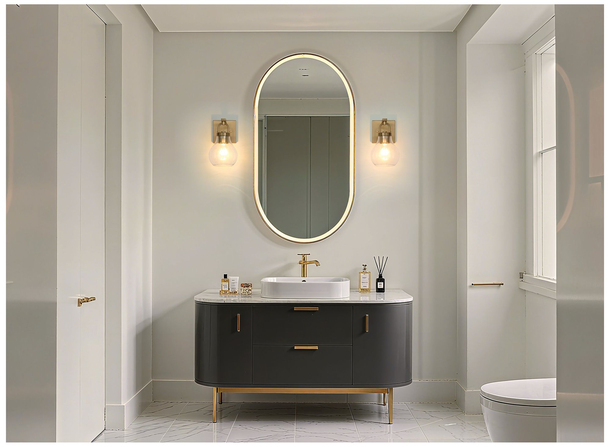 Image 7 Thesis Mansfield 6-inch Champagne Gold Vanity Light with Clear Glass Shade more views