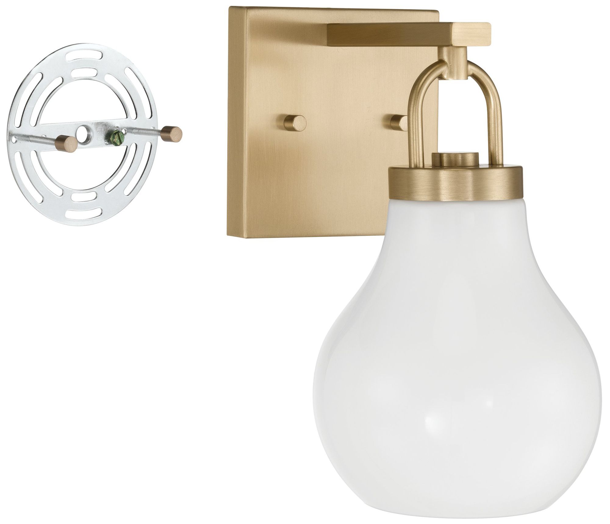 Image 4 Thesis Mansfield 6-inch Champagne Gold Vanity Light with Opal Glass Shade more views