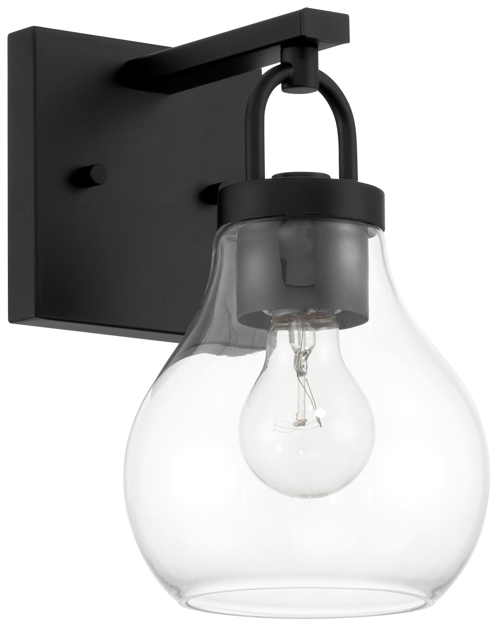 Thesis Mansfield 6-inch Matte Black Vanity Light with Clear Glass Shade