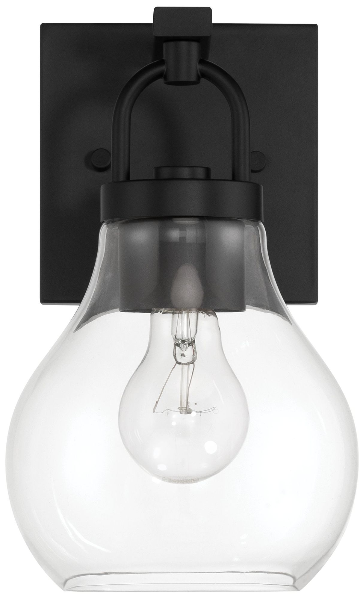 Image 4 Thesis Mansfield 6-inch Matte Black Vanity Light with Clear Glass Shade more views