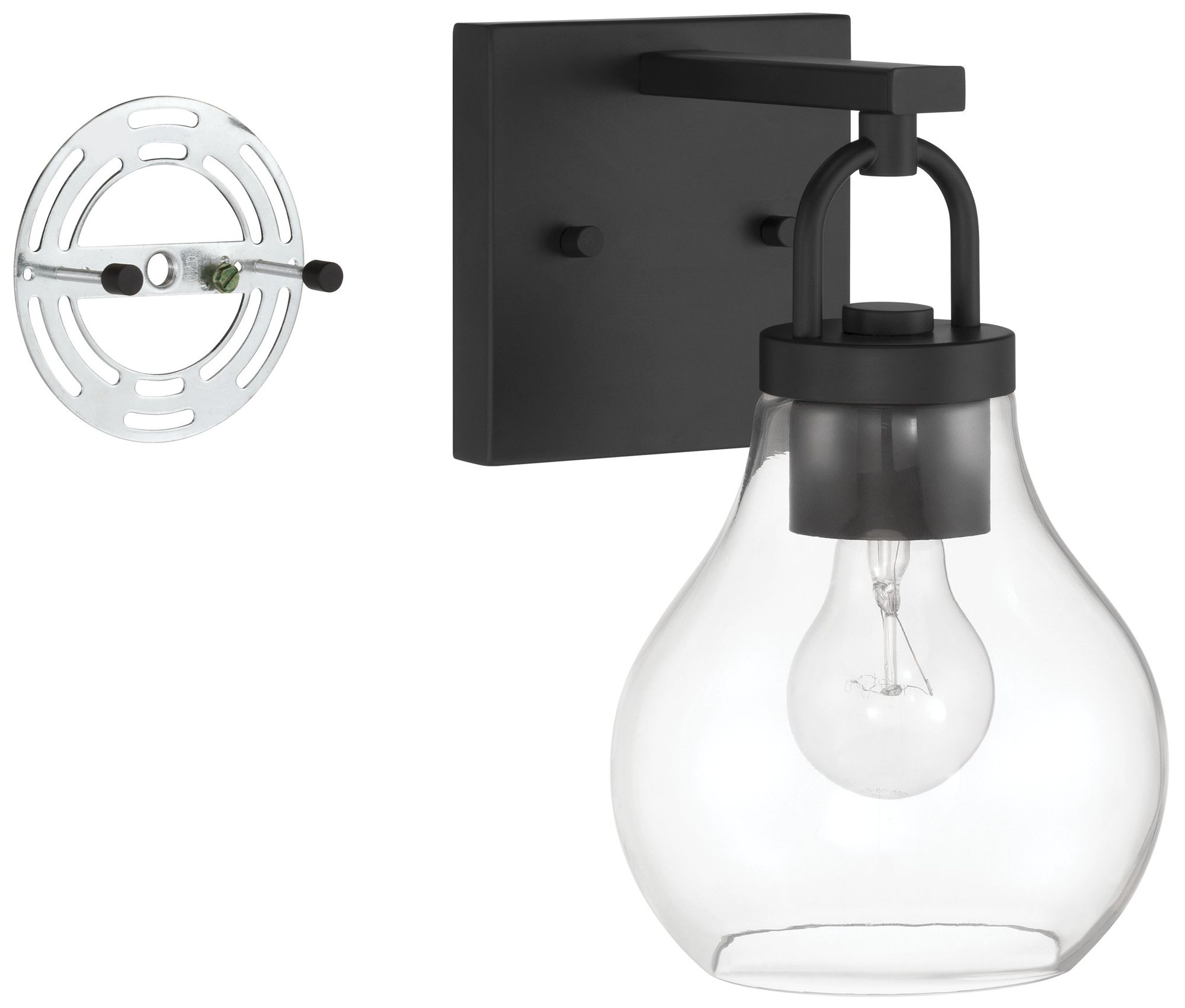 Image 6 Thesis Mansfield 6-inch Matte Black Vanity Light with Clear Glass Shade more views