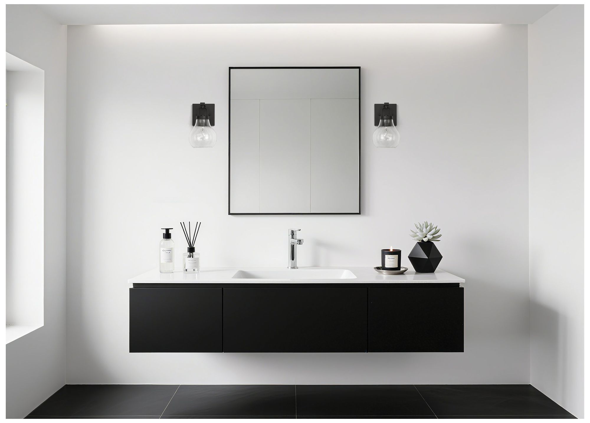 Thesis Mansfield 6-inch Matte Black Vanity Light with Clear Glass Shade