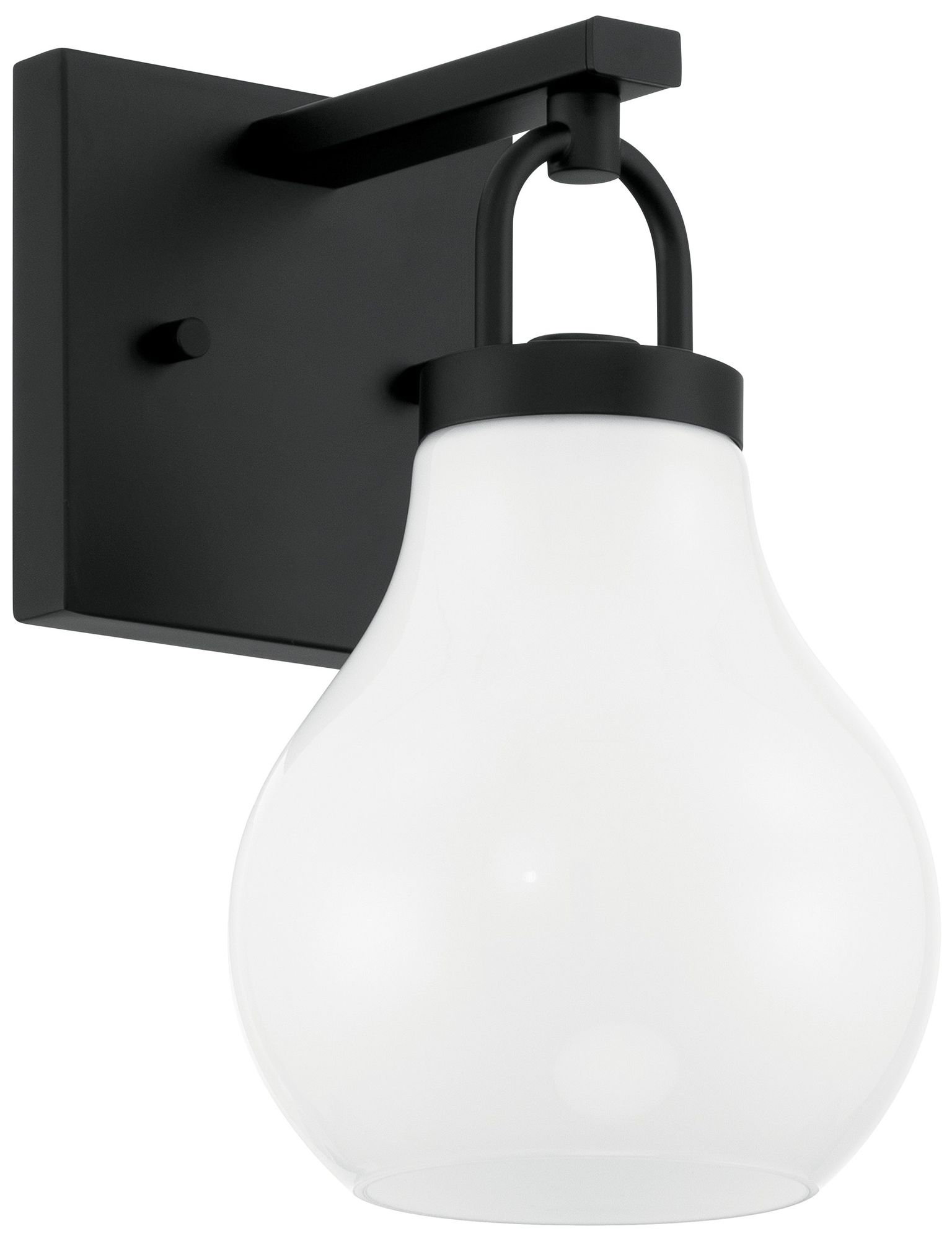 Thesis Mansfield 6-inch Matte Black Vanity Light with Opal Glass Shade