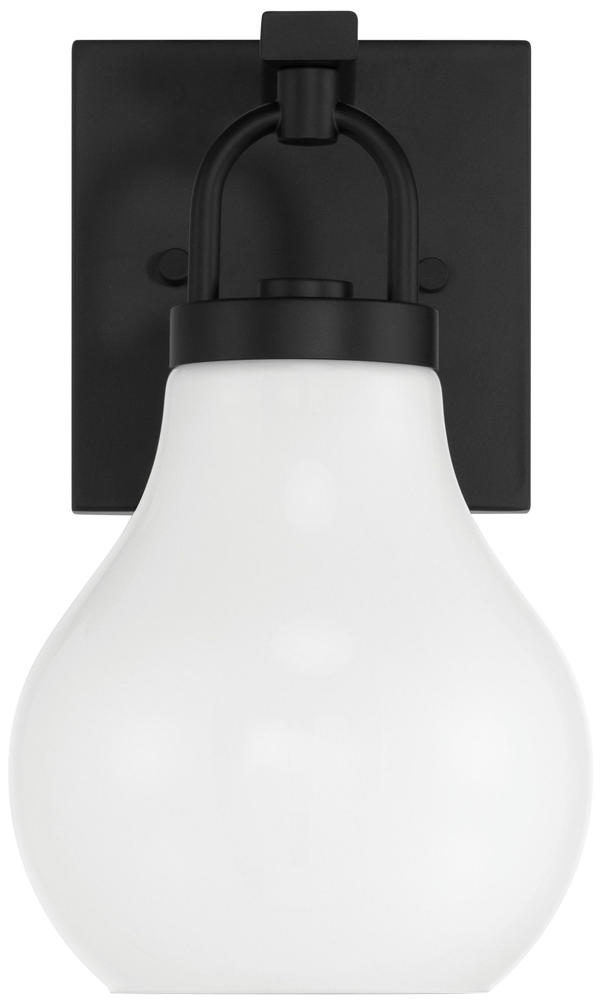 Image 3 Thesis Mansfield 6-inch Matte Black Vanity Light with Opal Glass Shade more views