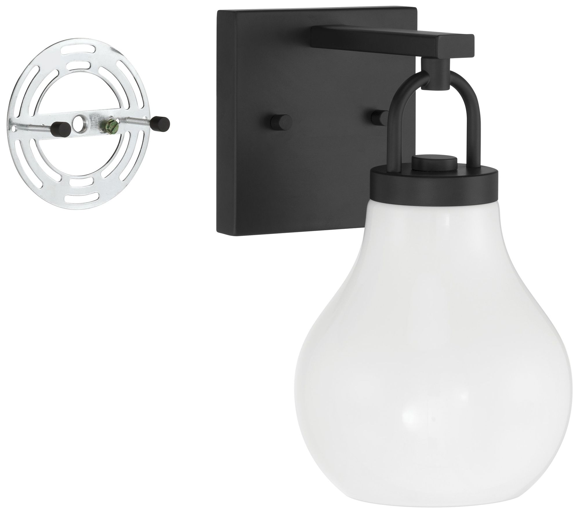 Image 4 Thesis Mansfield 6-inch Matte Black Vanity Light with Opal Glass Shade more views