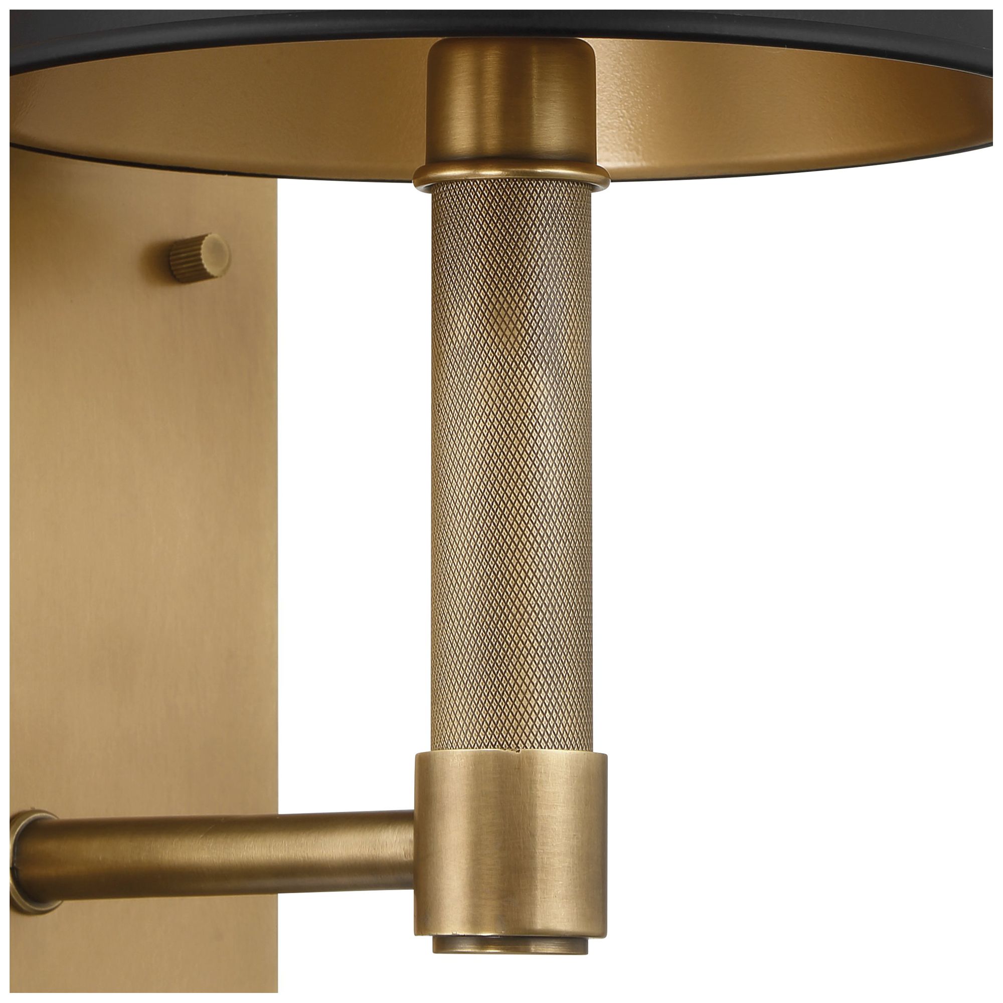 Image 4 Thesis Mcgill 13" Natural Brass Wall Sconce w/ Matte Black/Gold Metal Shade more views