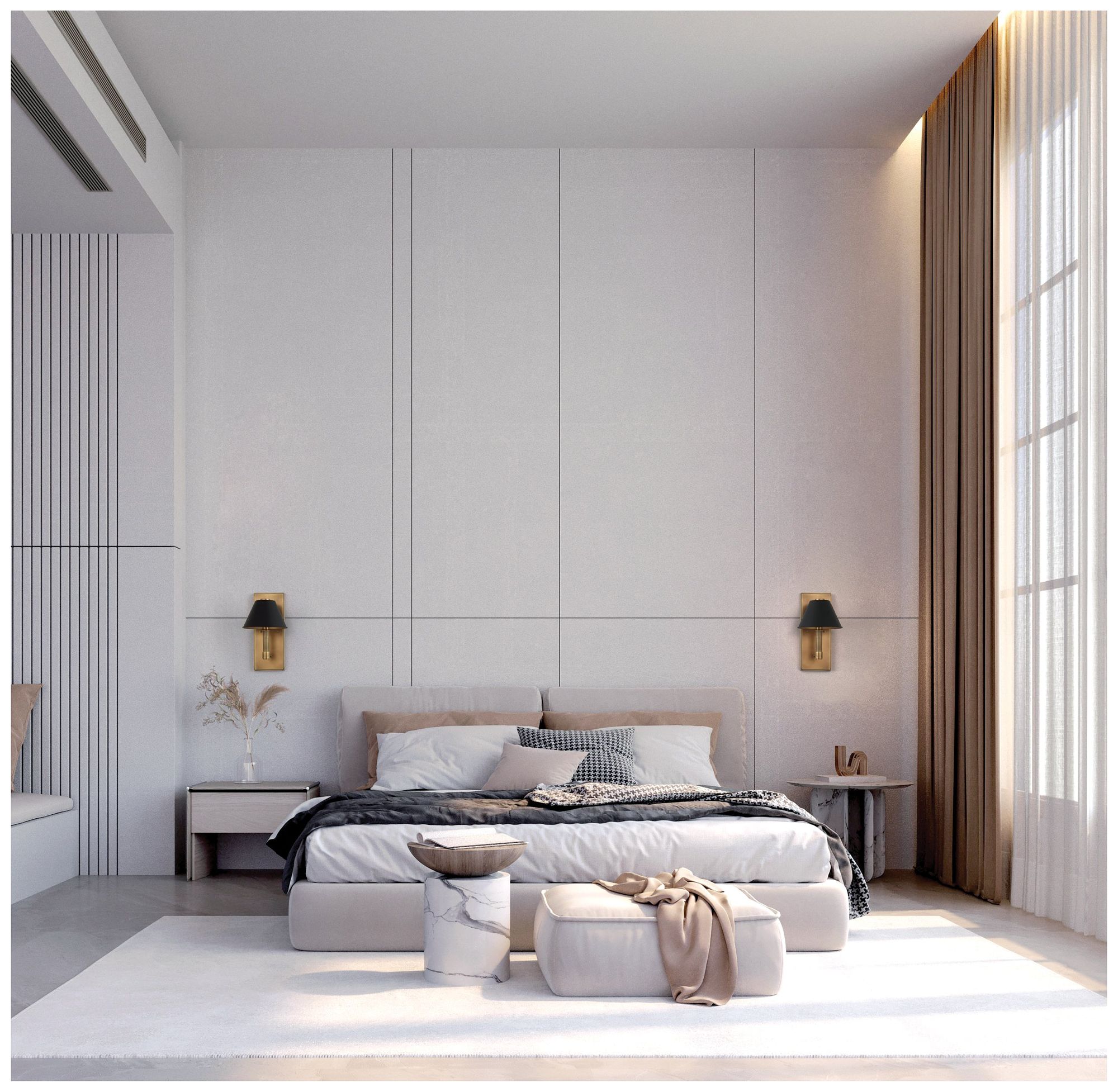 Thesis Mcgill 13" Natural Brass Wall Sconce w/ Matte Black/Gold Metal Shade