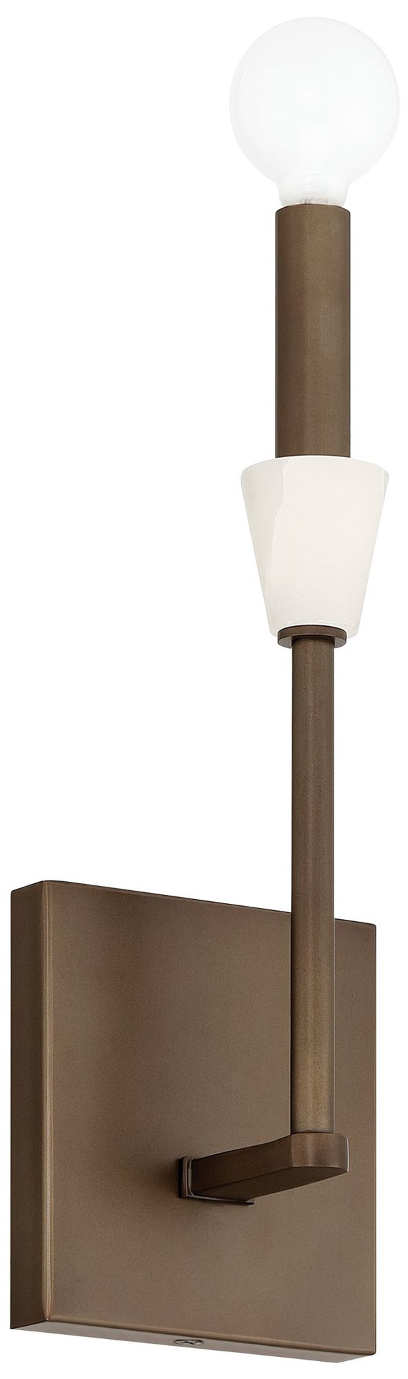 Image 2 Thesis Montclair 12 in. 1 Lt. Forged Bronze / Natural Alabaster Wall Sconce