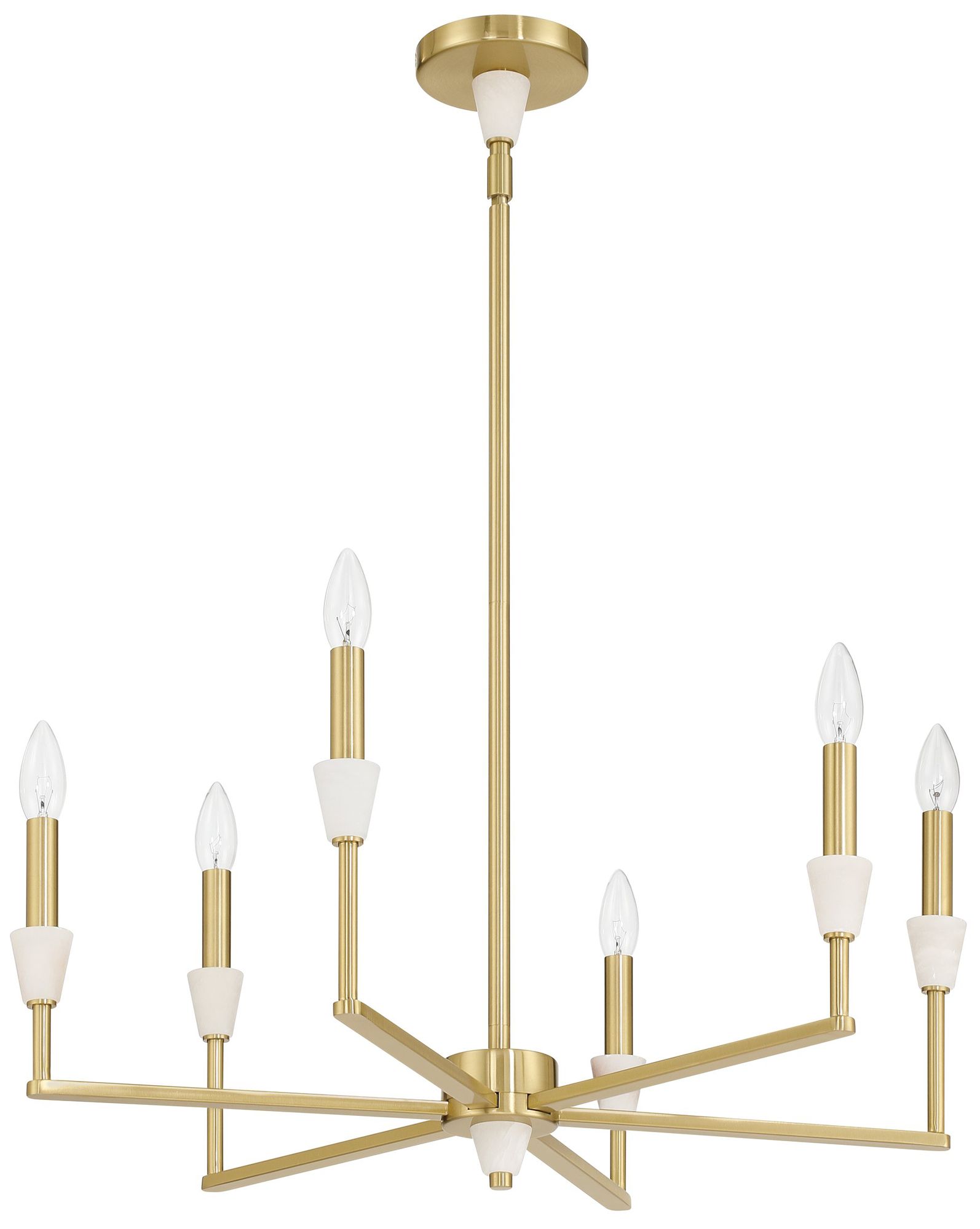Thesis Montclair 26" 6 Light Brushed Gold and Natural Alabaster Chandelier
