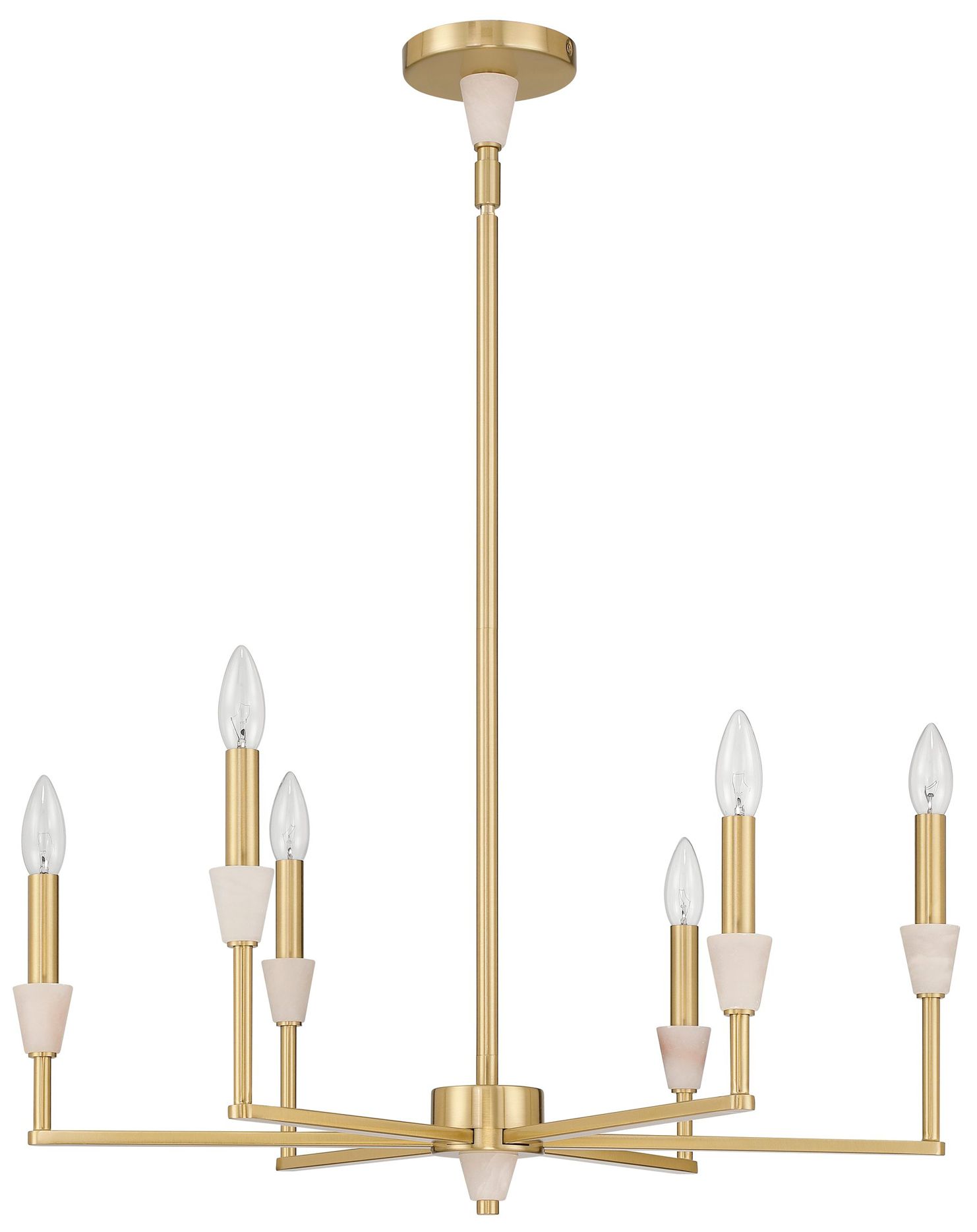 Image 3 Thesis Montclair 26" 6 Light Brushed Gold and Natural Alabaster Chandelier more views