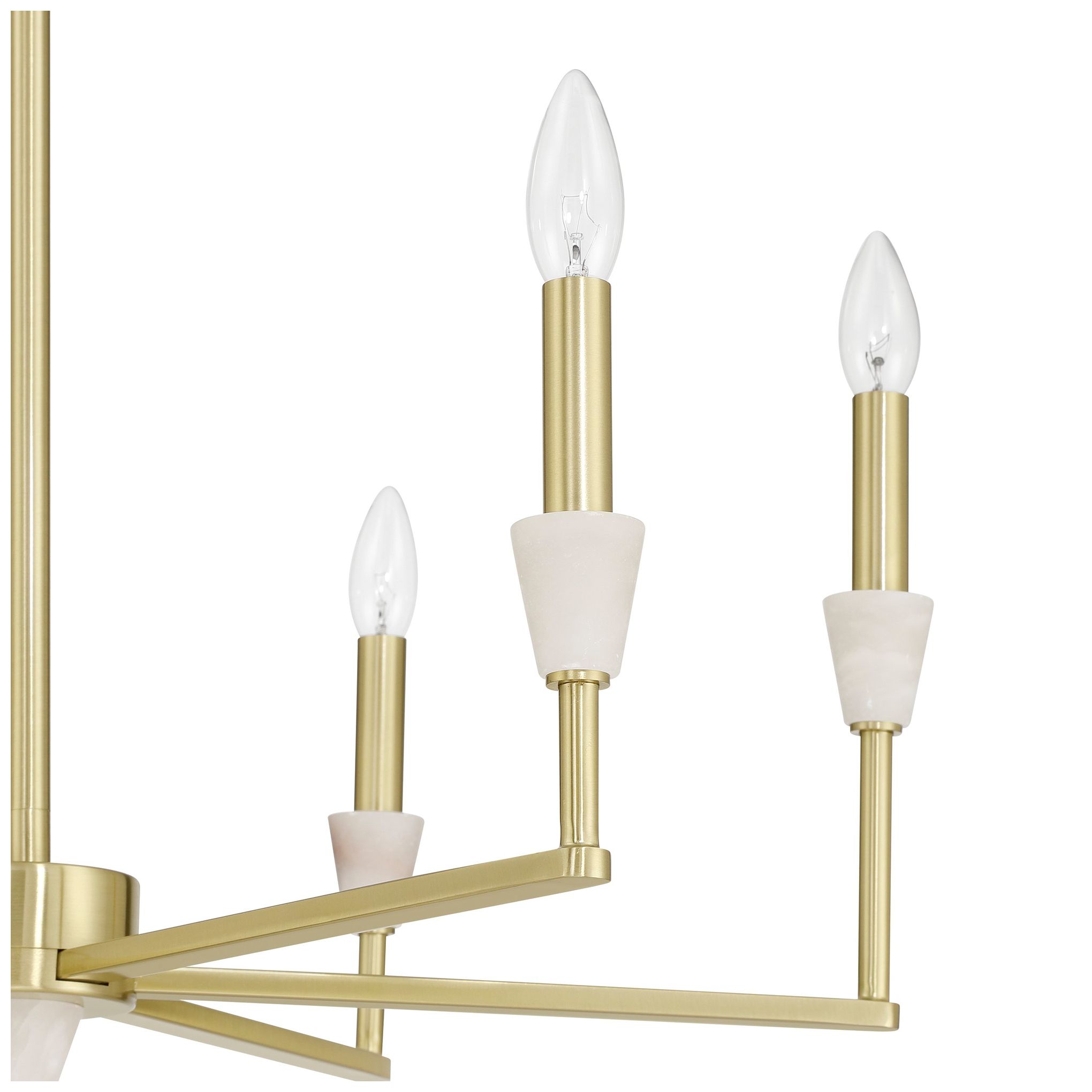 Image 4 Thesis Montclair 26" 6 Light Brushed Gold and Natural Alabaster Chandelier more views