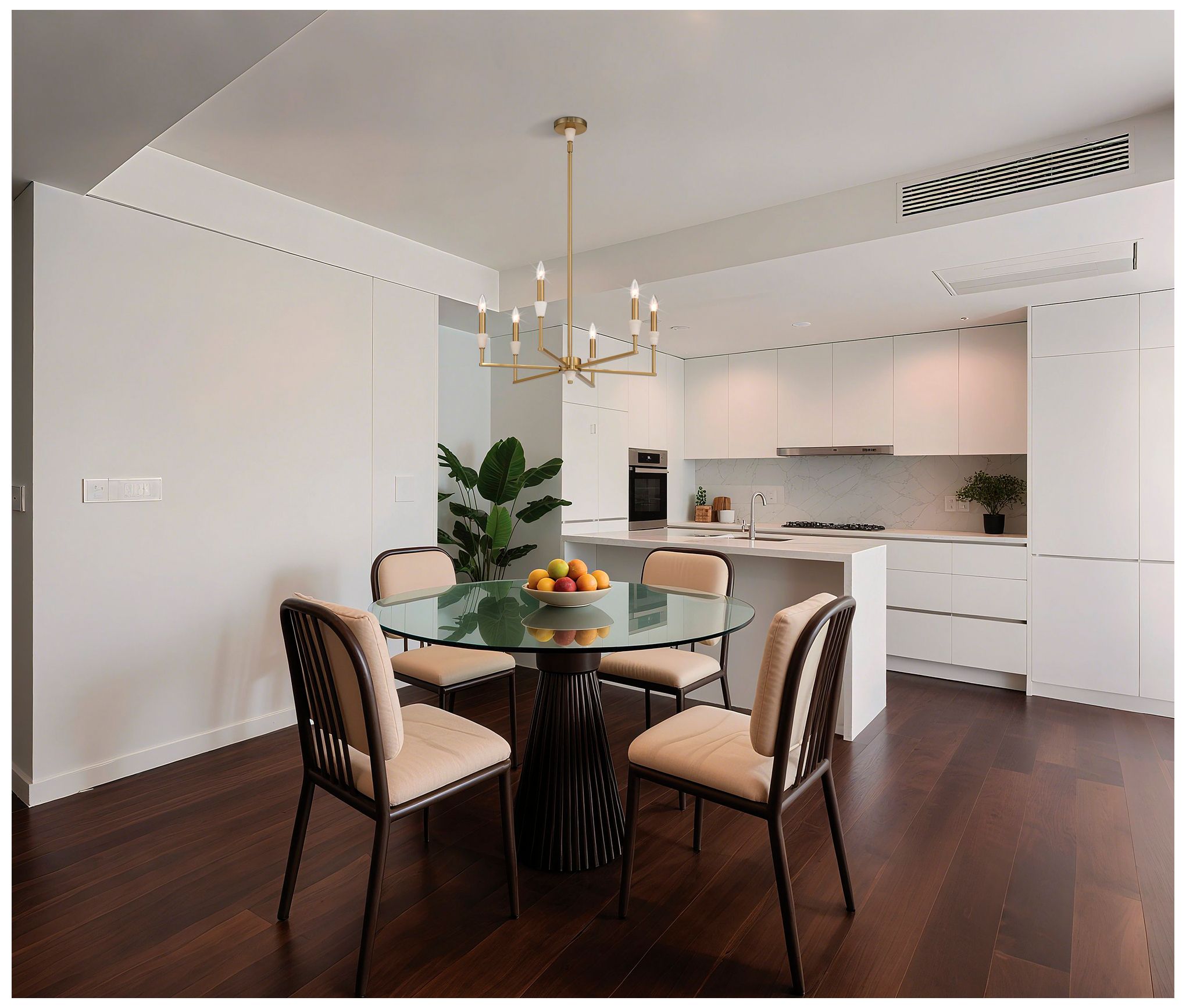 Image 6 Thesis Montclair 26" 6 Light Brushed Gold and Natural Alabaster Chandelier more views