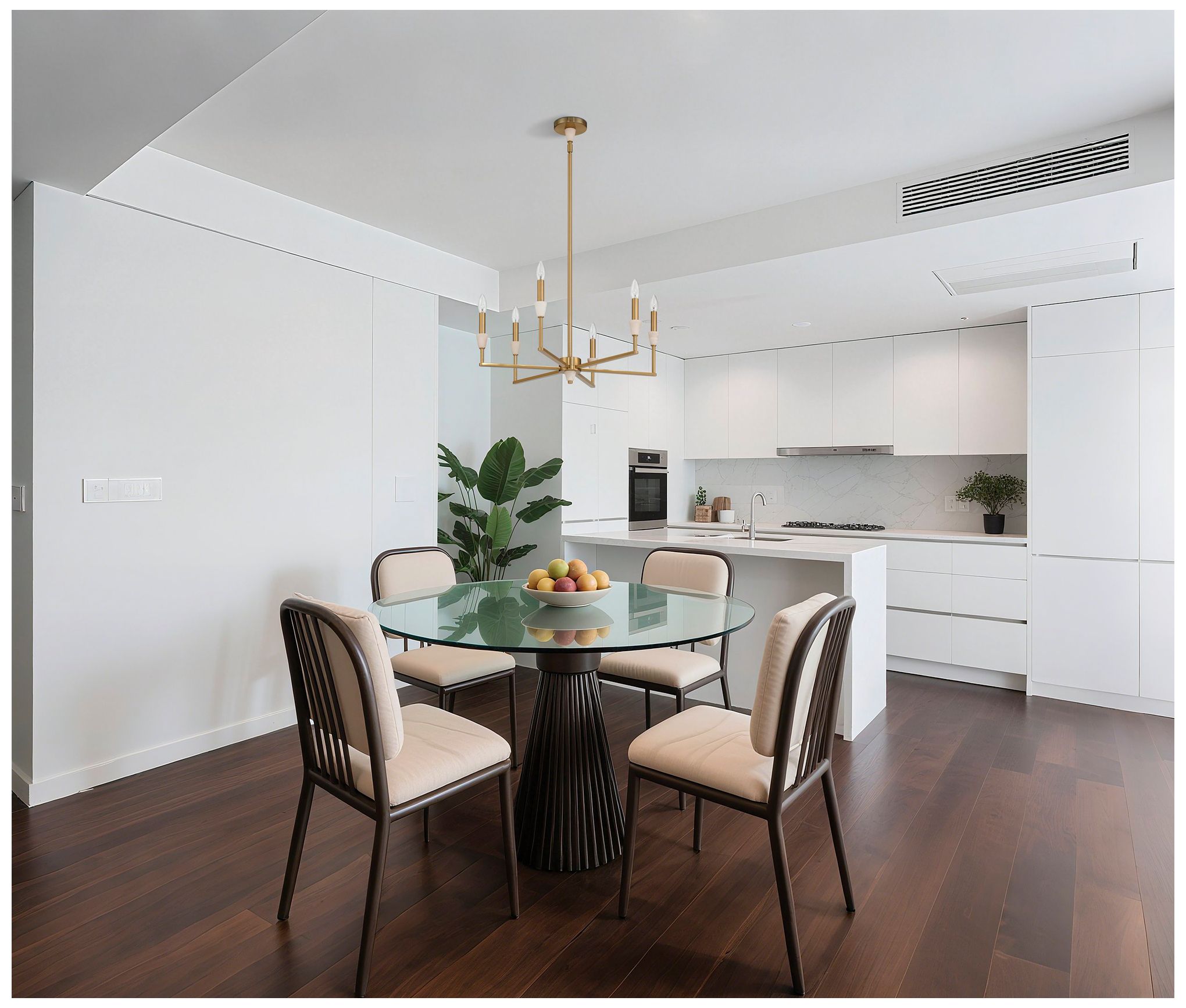 Image 7 Thesis Montclair 26" 6 Light Brushed Gold and Natural Alabaster Chandelier more views