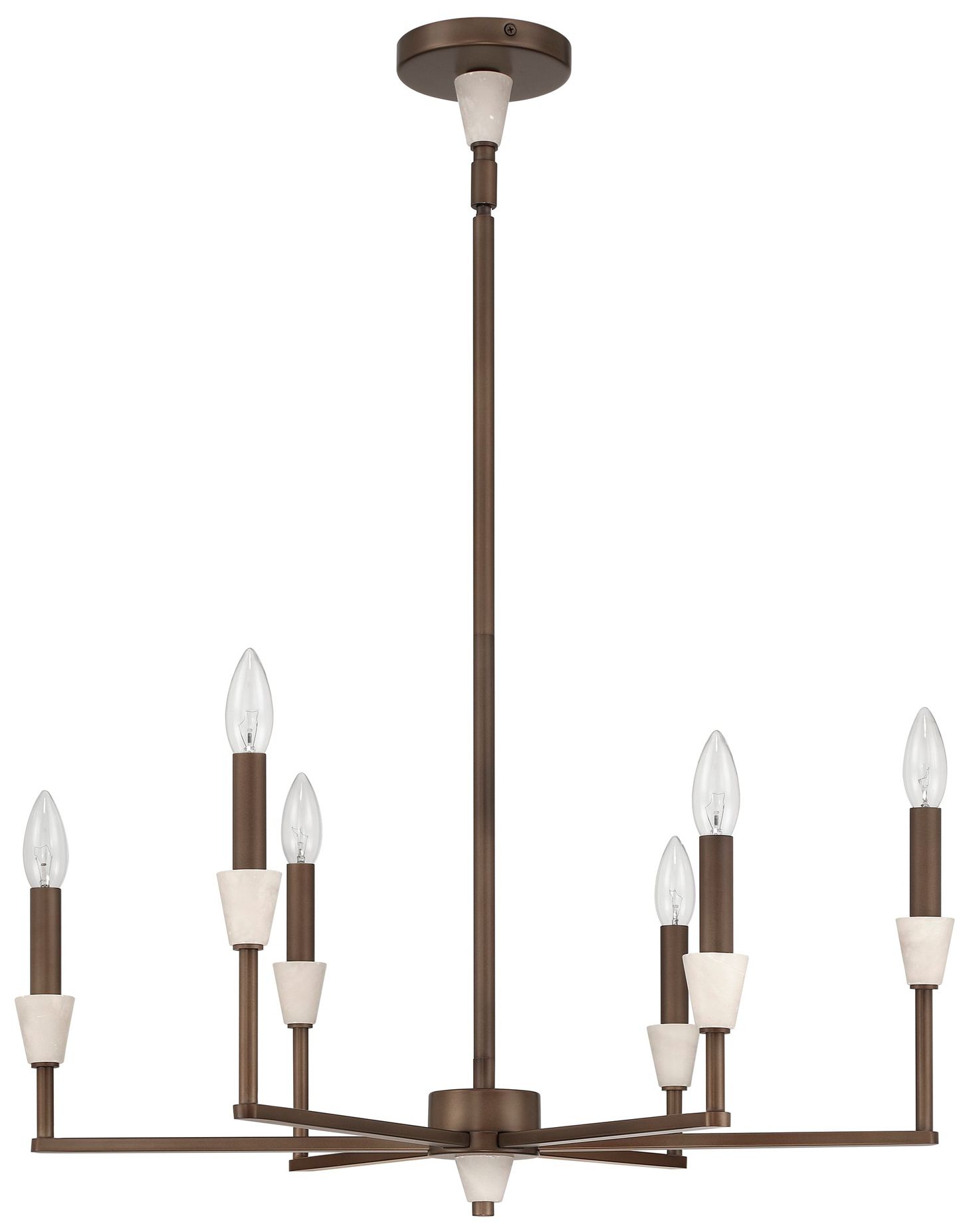 Image 3 Thesis Montclair 26" 6 Light Forged Bronze and Natural Alabaster Chandelier more views