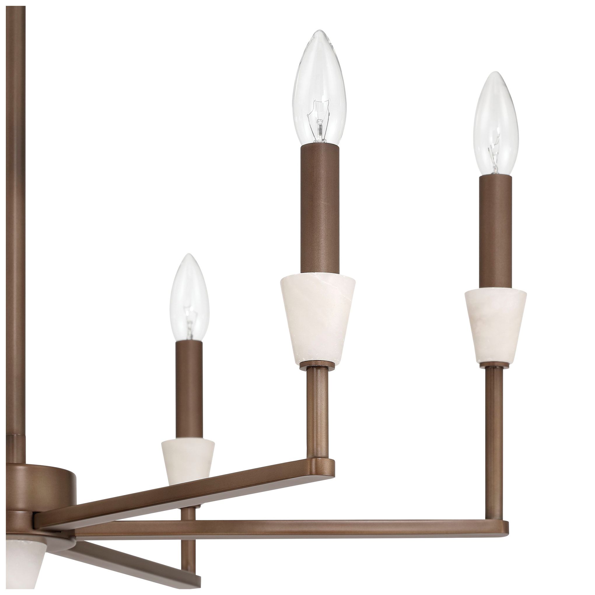 Image 4 Thesis Montclair 26" 6 Light Forged Bronze and Natural Alabaster Chandelier more views