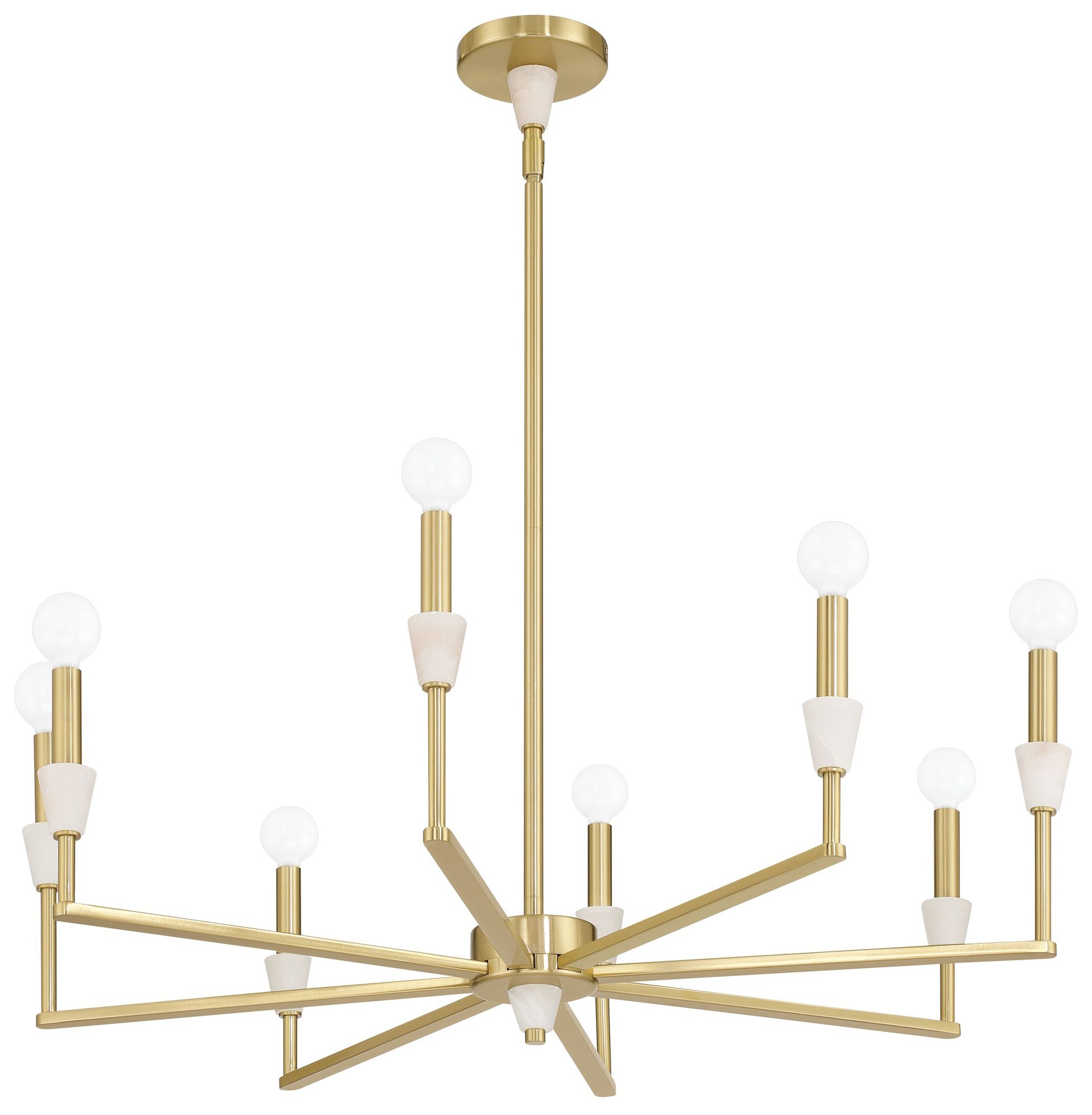 Thesis Montclair 32" 8 Light Brushed Gold and Natural Alabaster Chandelier