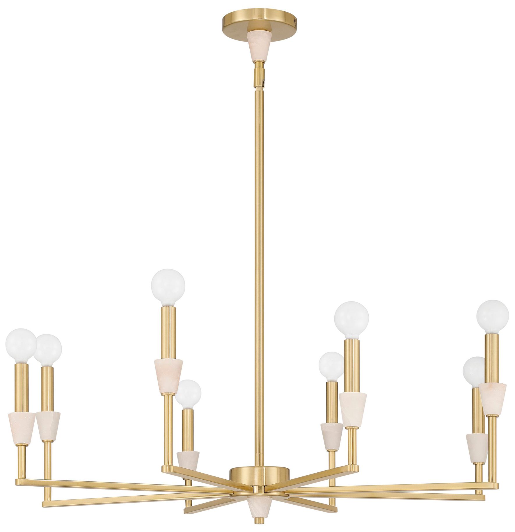 Image 3 Thesis Montclair 32" 8 Light Brushed Gold and Natural Alabaster Chandelier more views