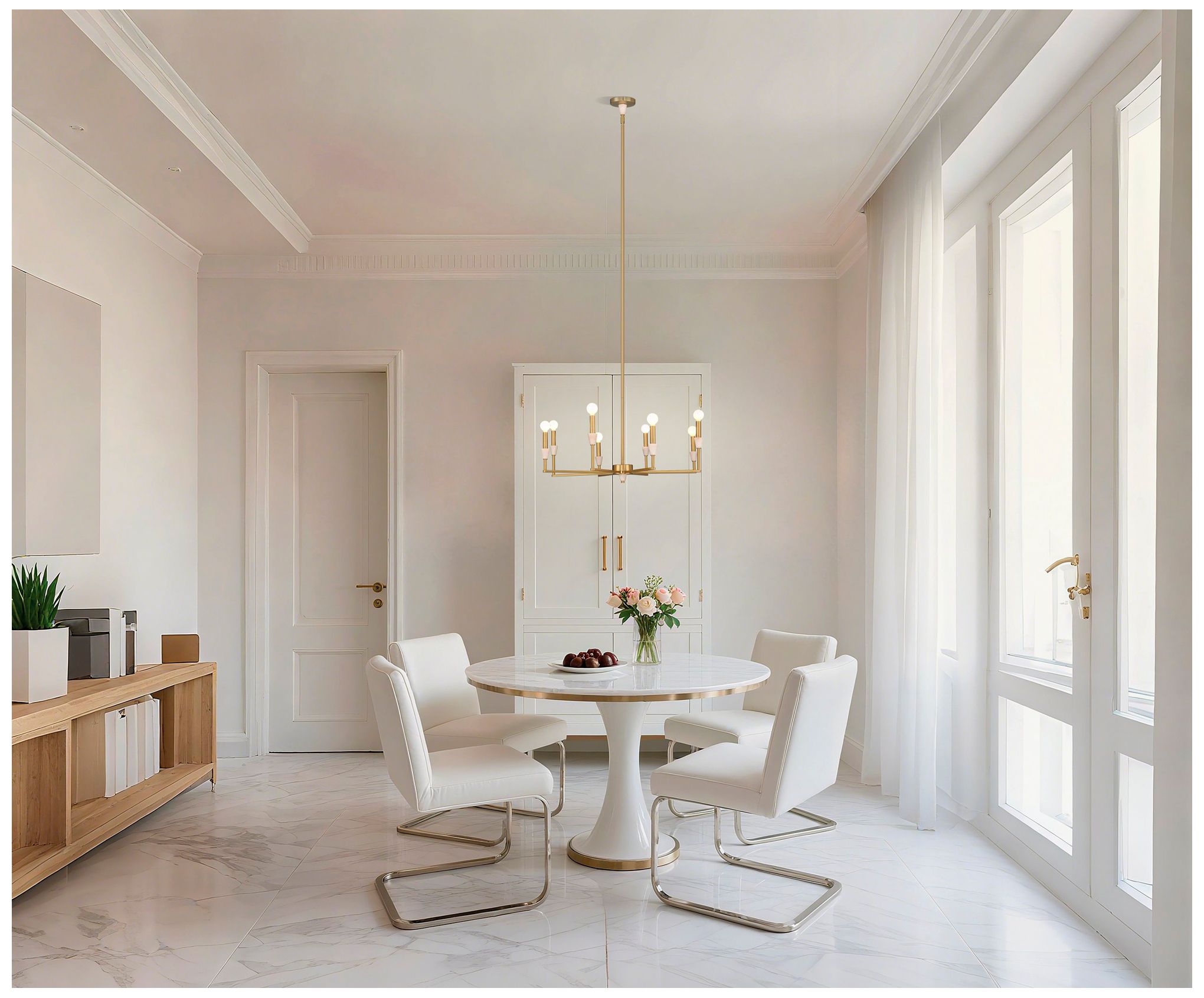 Image 6 Thesis Montclair 32" 8 Light Brushed Gold and Natural Alabaster Chandelier more views