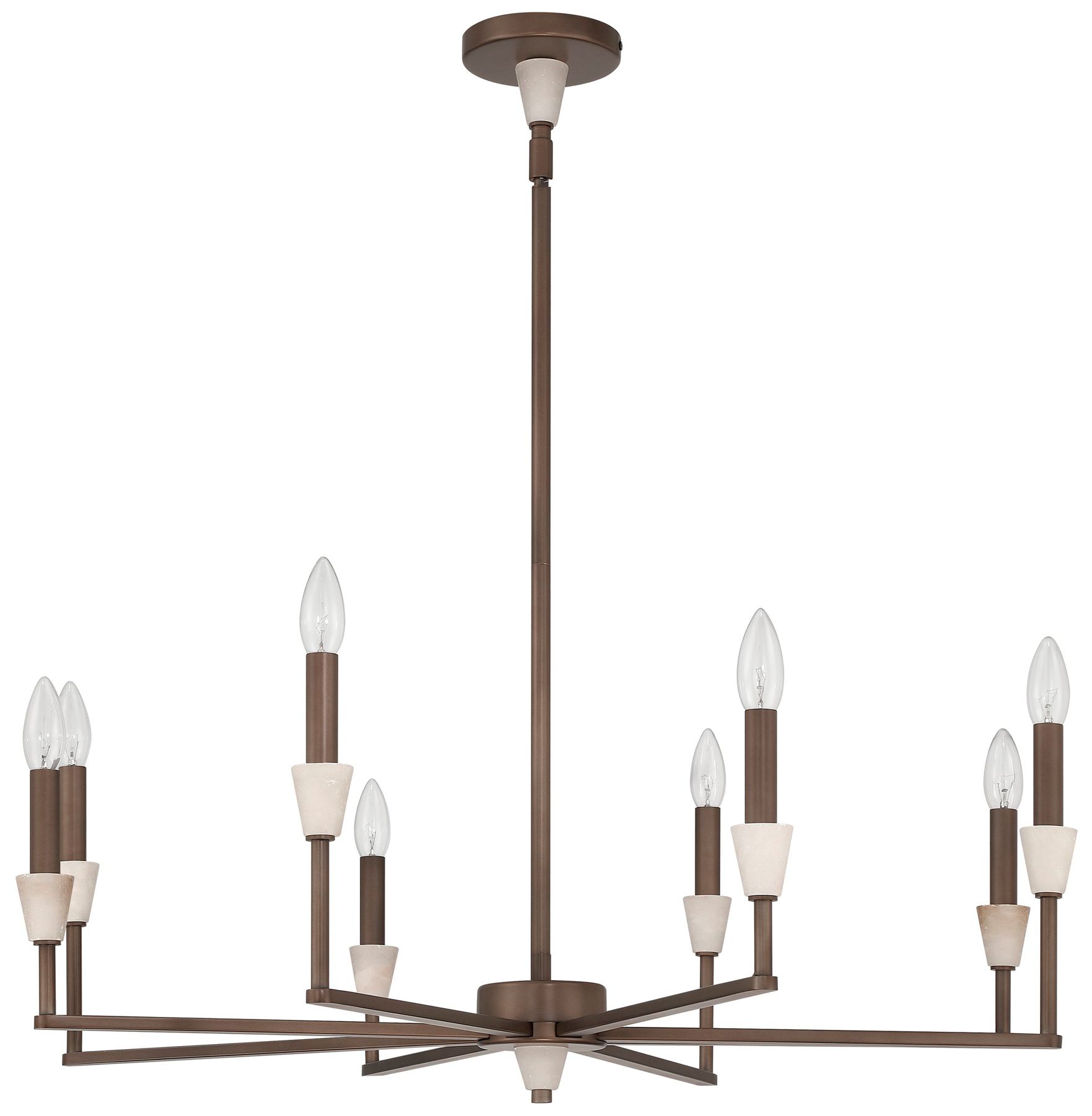 Image 3 Thesis Montclair 32" 8 Light Forged Bronze and Natural Alabaster Chandelier more views