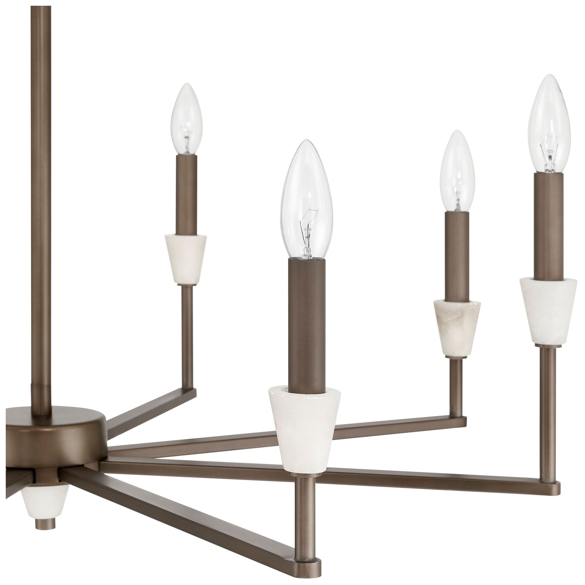 Image 4 Thesis Montclair 32" 8 Light Forged Bronze and Natural Alabaster Chandelier more views