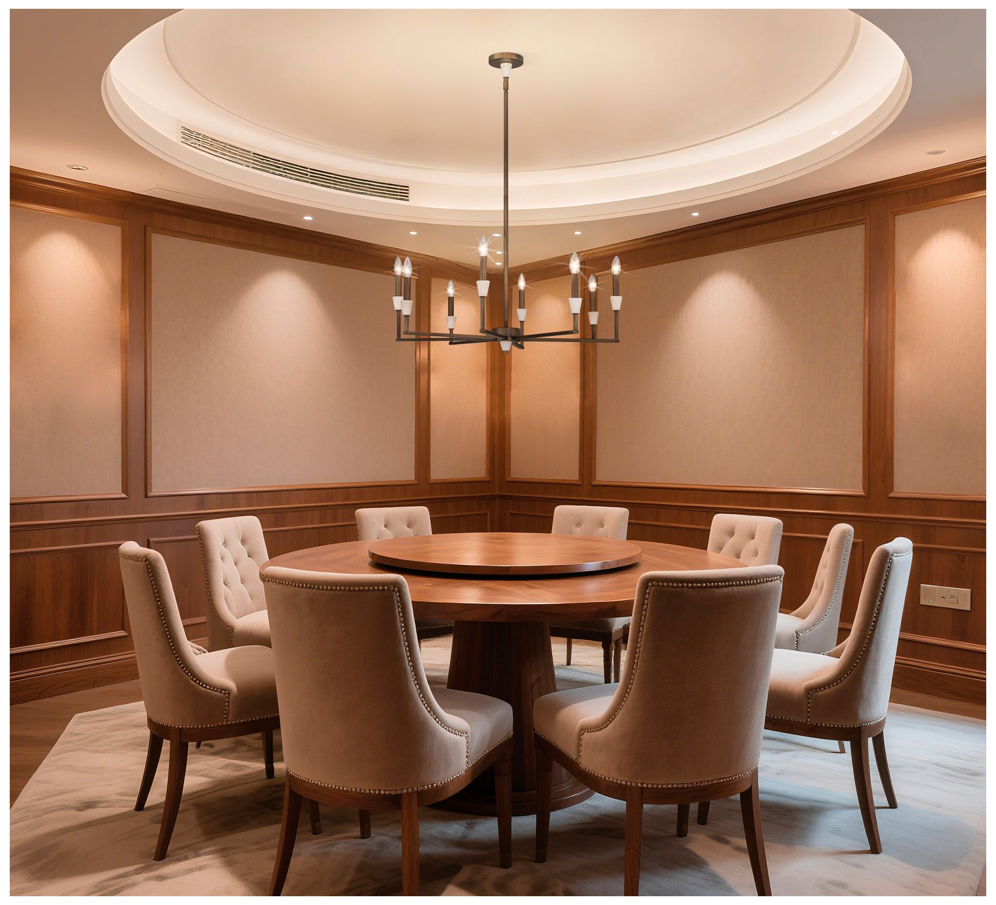 Image 6 Thesis Montclair 32" 8 Light Forged Bronze and Natural Alabaster Chandelier more views