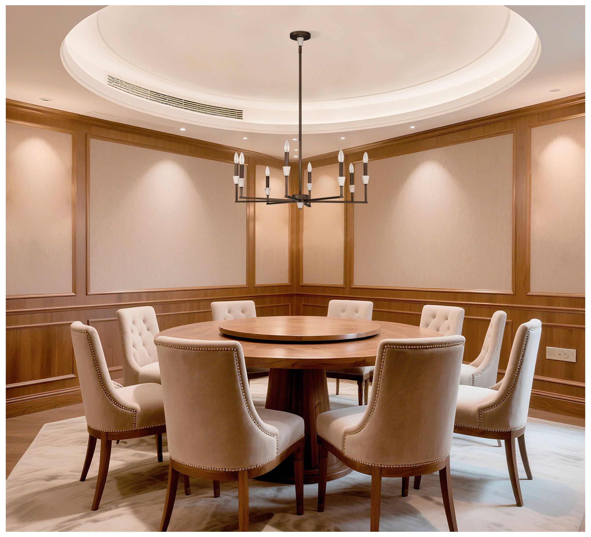 Image 7 Thesis Montclair 32" 8 Light Forged Bronze and Natural Alabaster Chandelier more views