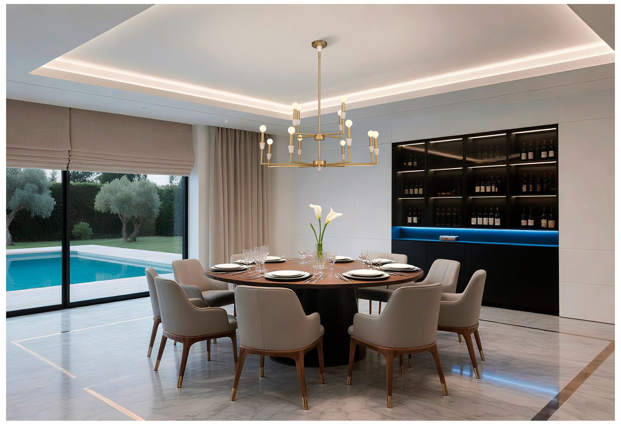 Image 6 Thesis Montclair 38" 12 Light Brushed Gold and Natural Alabaster Chandelier more views