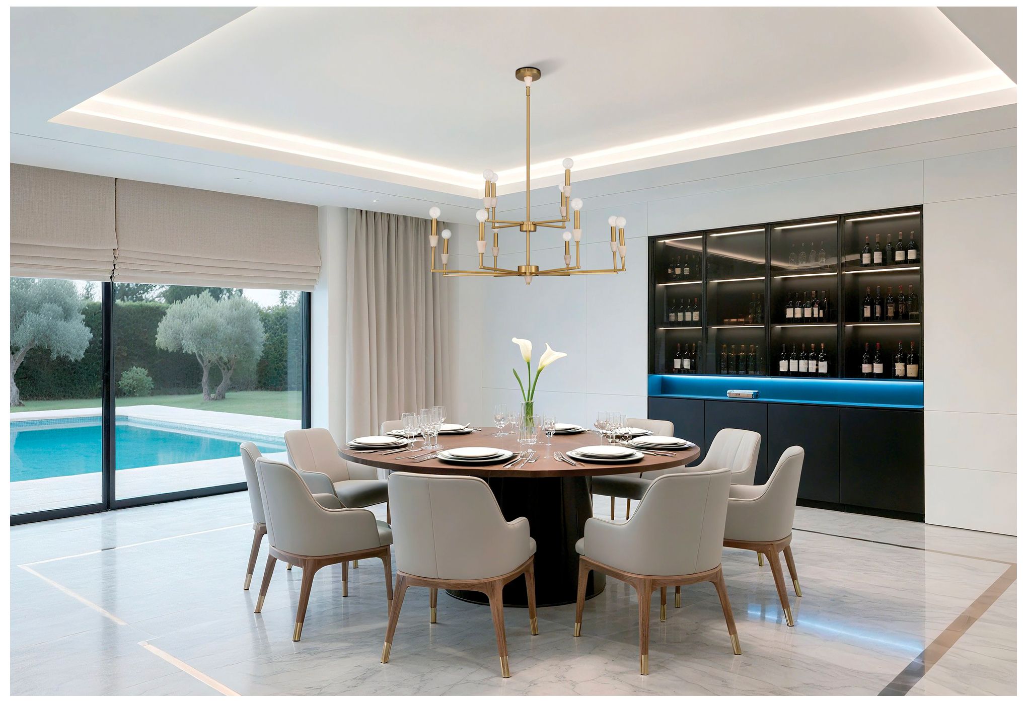 Image 7 Thesis Montclair 38" 12 Light Brushed Gold and Natural Alabaster Chandelier more views