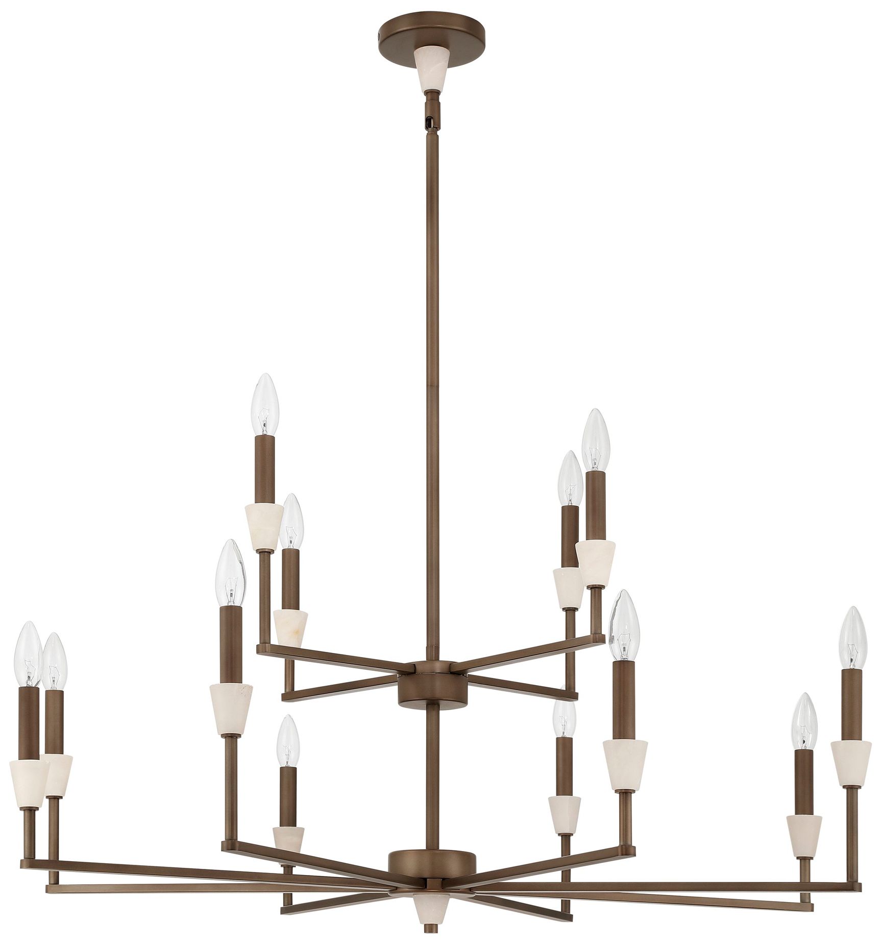 Image 3 Thesis Montclair 38" 12 Lt Forged Bronze and Natural Alabaster Chandelier more views
