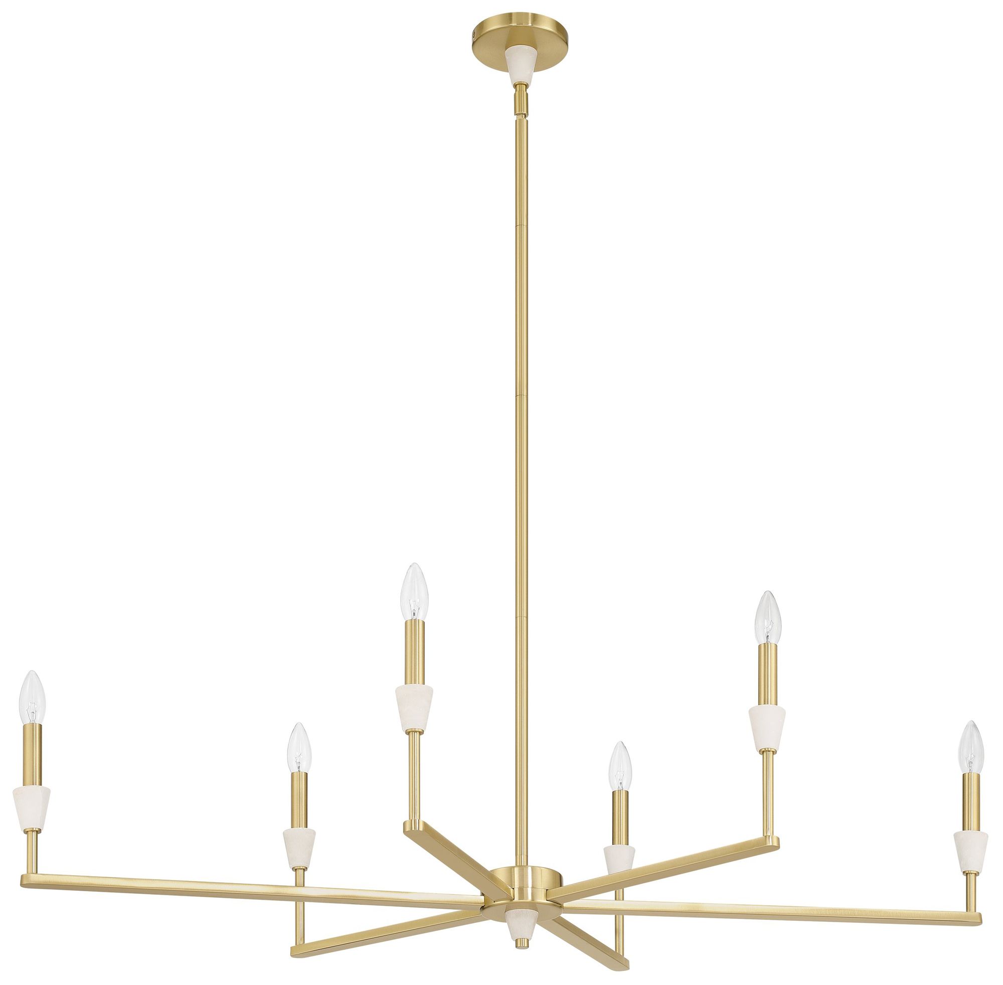 Thesis Montclair 6 Lt Brushed Gold & Natural Alabaster Linear Chandelier