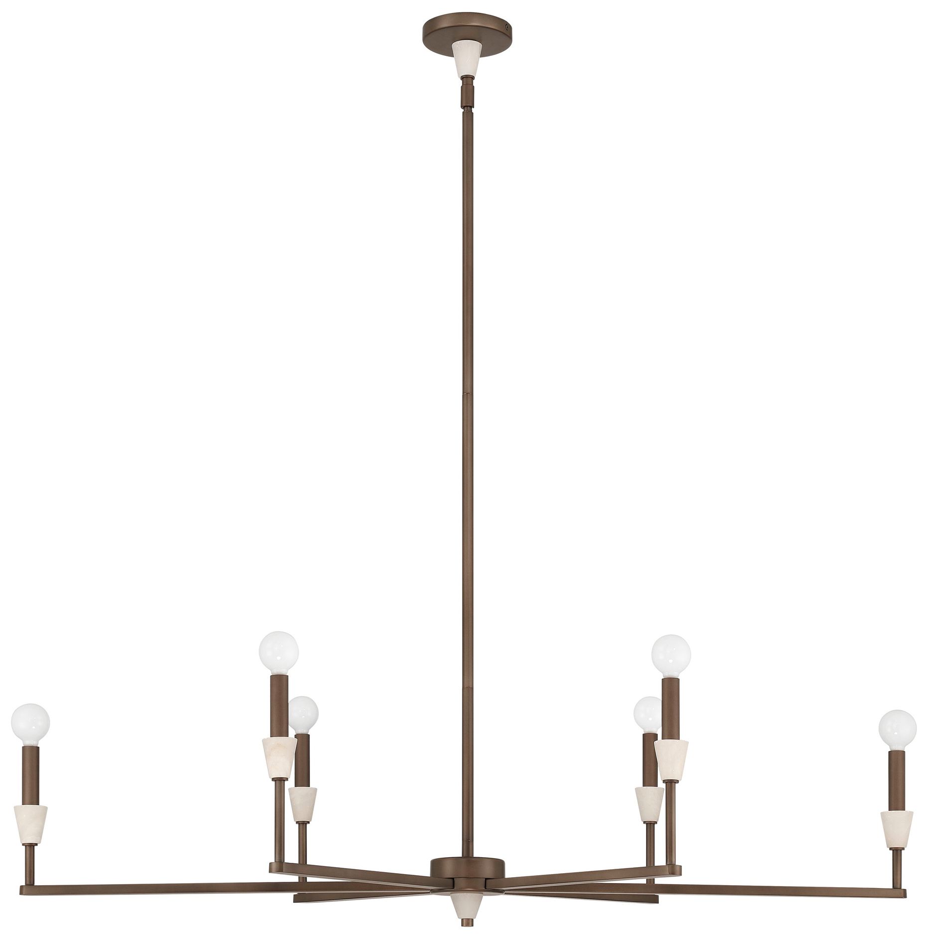 Image 3 Thesis Montclair 6 Lt Forged Bronze / Natural Alabaster Linear Chandelier more views