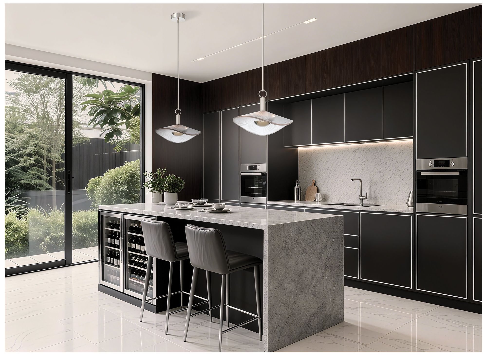 Thesis Novella 24" Polished Nickel LED Convertible Pendant