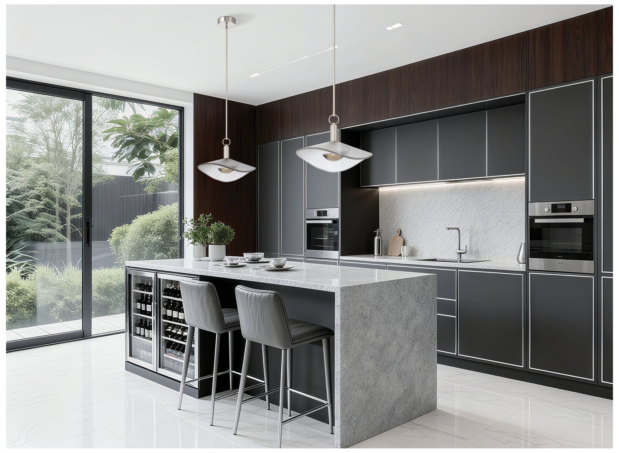 Thesis Novella 24" Polished Nickel LED Convertible Pendant