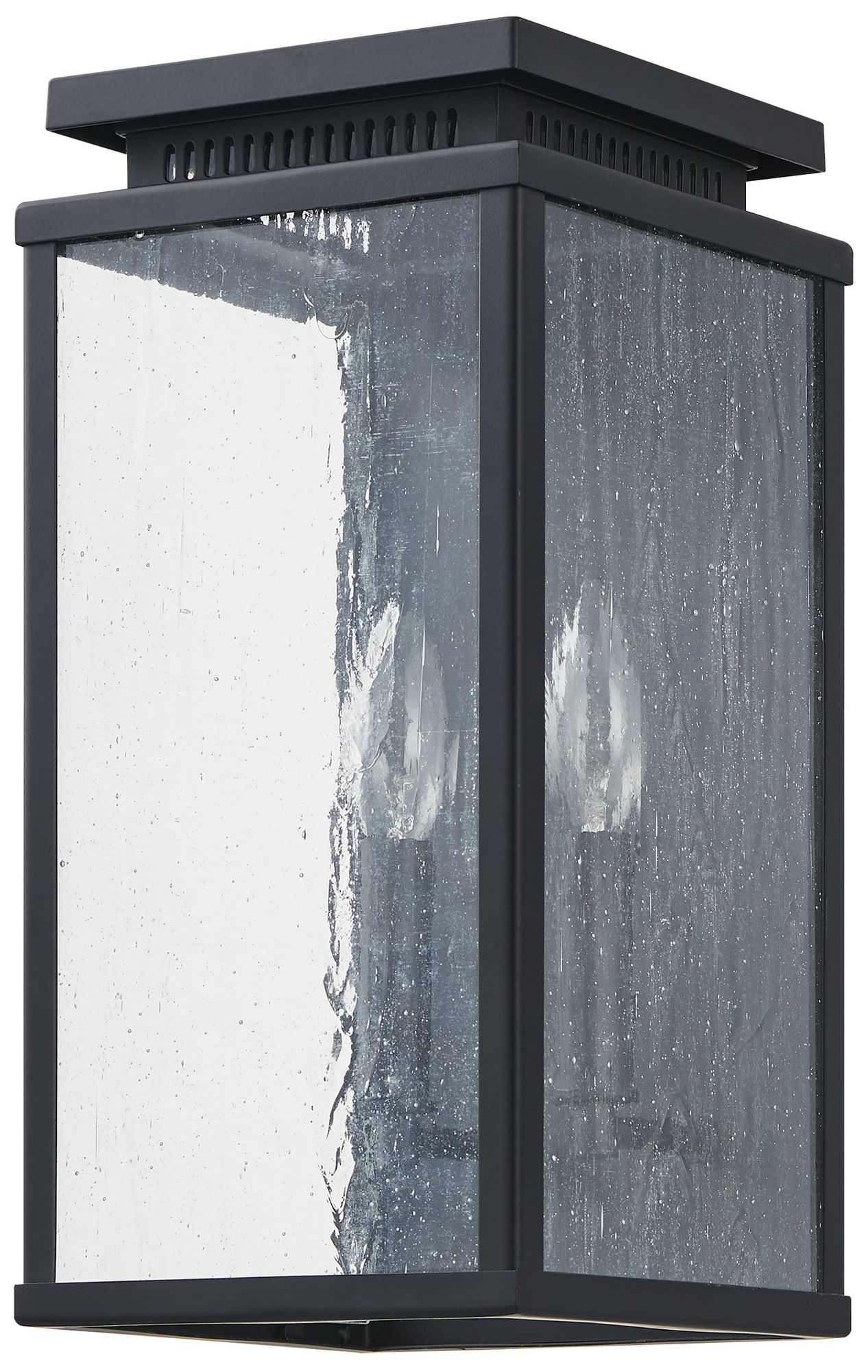 Thesis Overton 14" Matte Black Exterior Wall Sconce w/ Clear Antique Glass