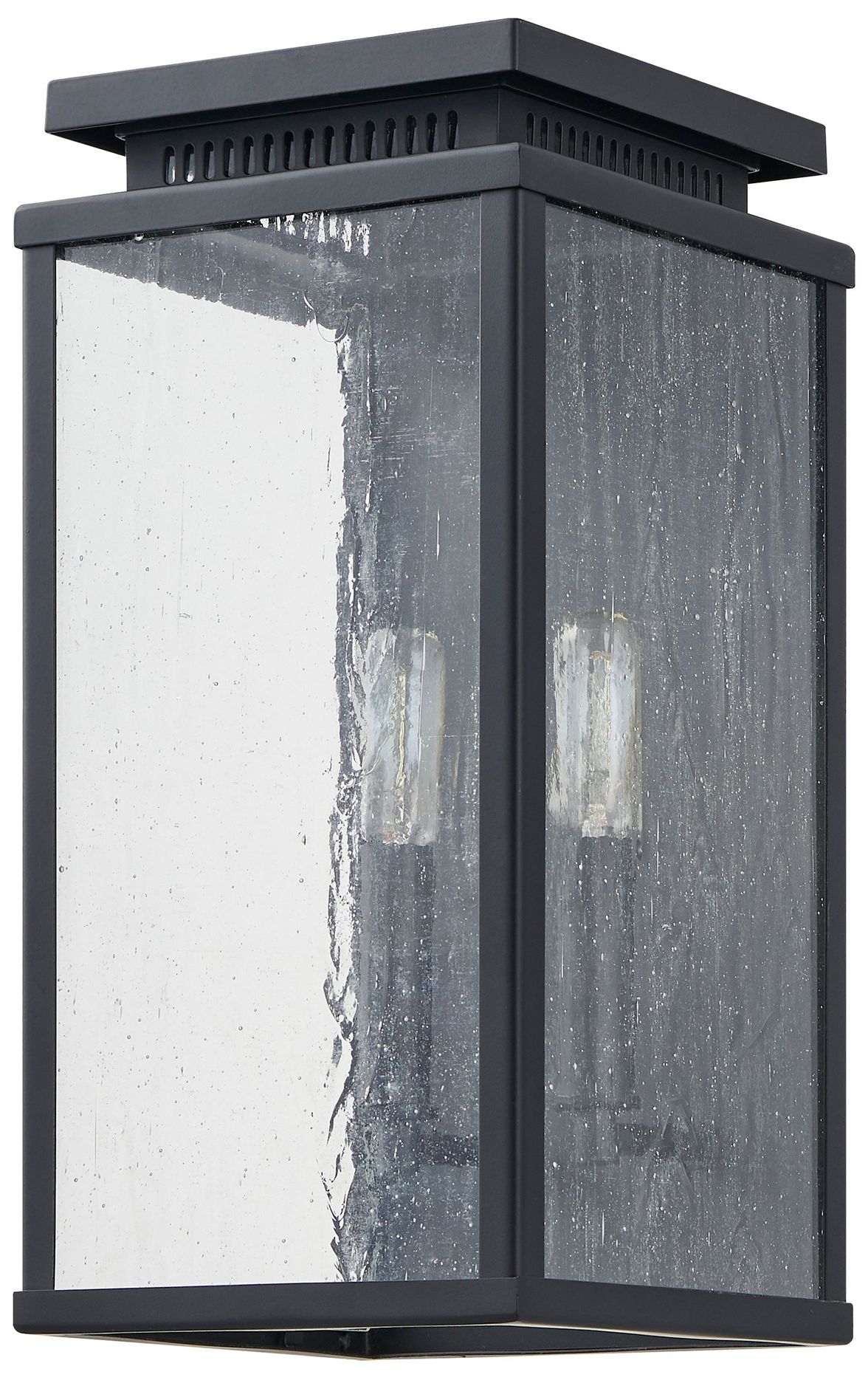 Image 2 Thesis Overton 14" Matte Black Exterior Wall Sconce w/ Clear Antique Glass more views