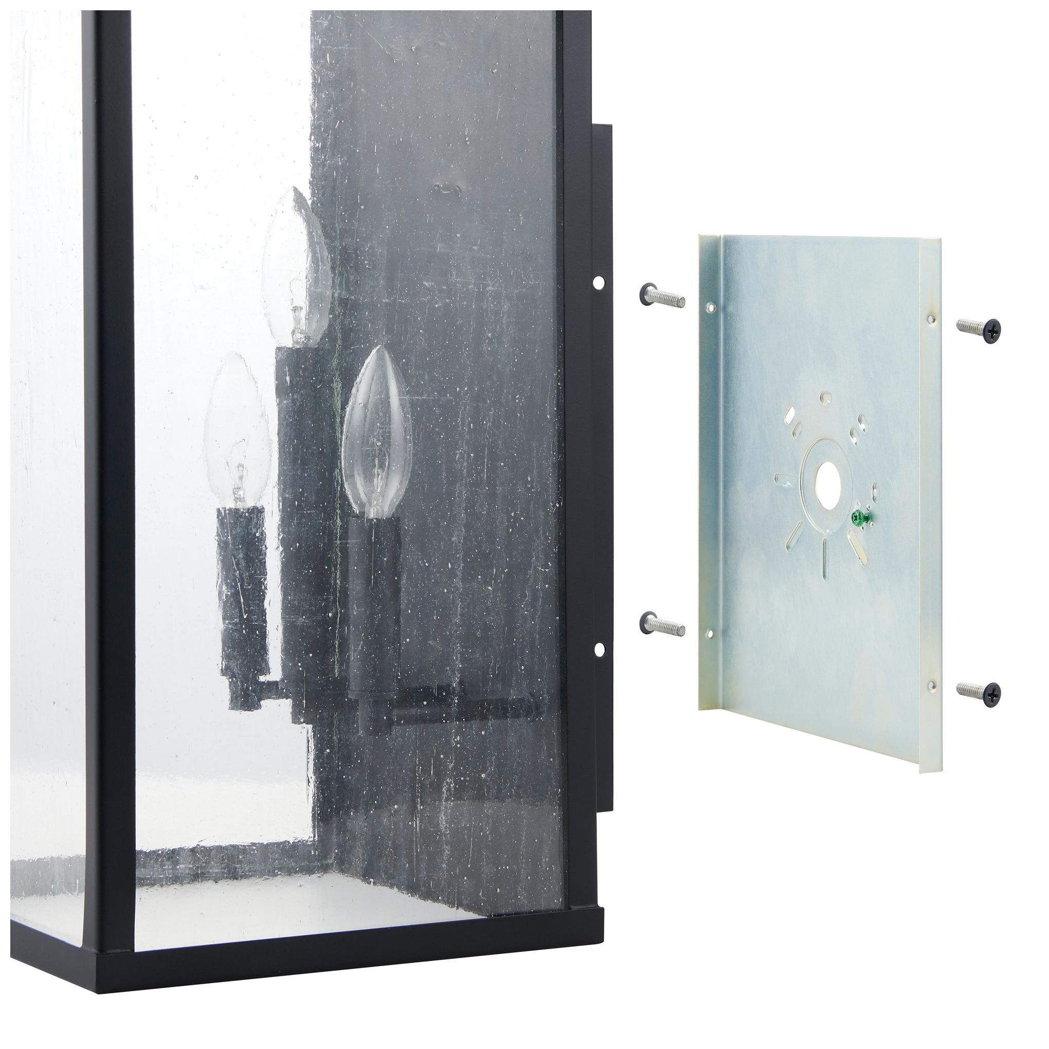 Thesis Overton 20" Matte Black Exterior Wall Sconce w/ Clear Antique Glass