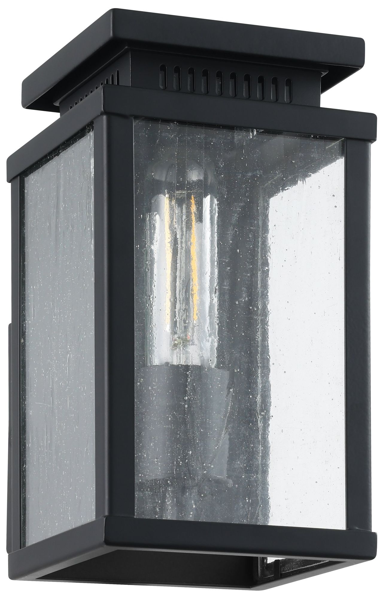 Thesis Overton 9" Matte Black Exterior Wall Sconce with Clear Antique Glass