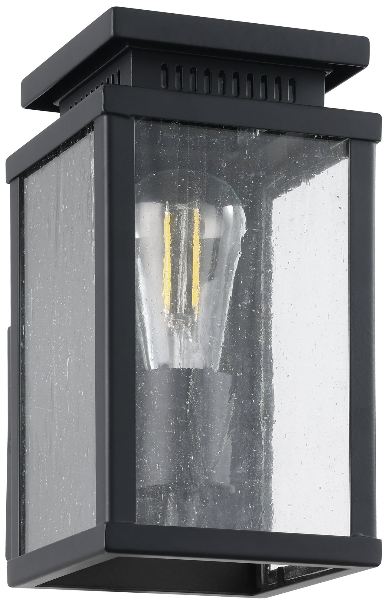 Image 2 Thesis Overton 9" Matte Black Exterior Wall Sconce with Clear Antique Glass more views