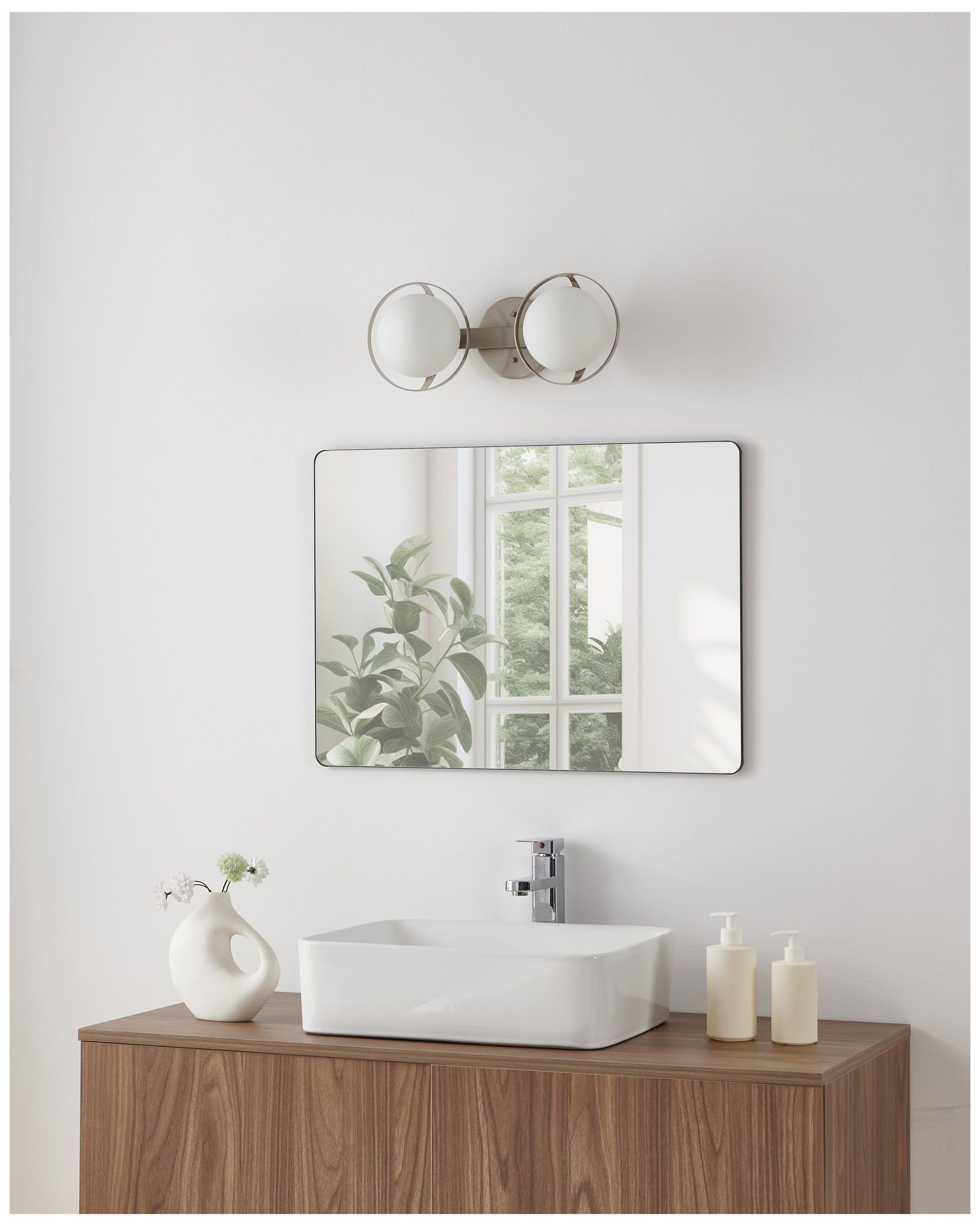 Thesis Parker 16" Brushed Nickel Vanity Light with Etched Opal Glass Shades