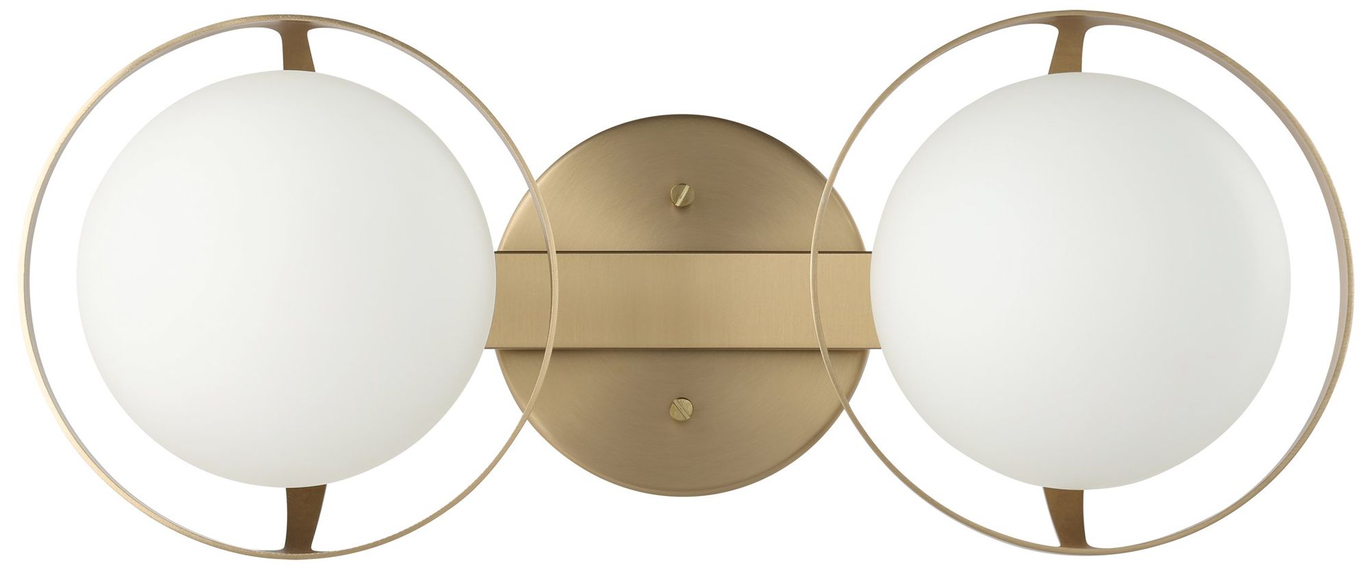 Image 3 Thesis Parker 16"Champagne Gold Vanity Light w/ Etched Opal Glass Shades more views