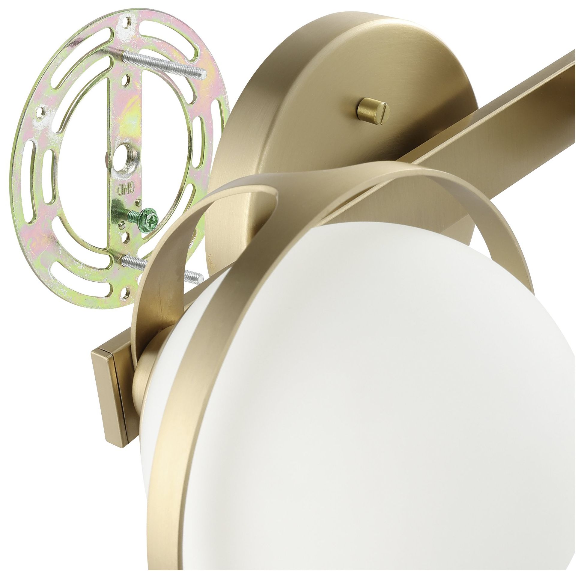 Image 6 Thesis Parker 16"Champagne Gold Vanity Light w/ Etched Opal Glass Shades more views